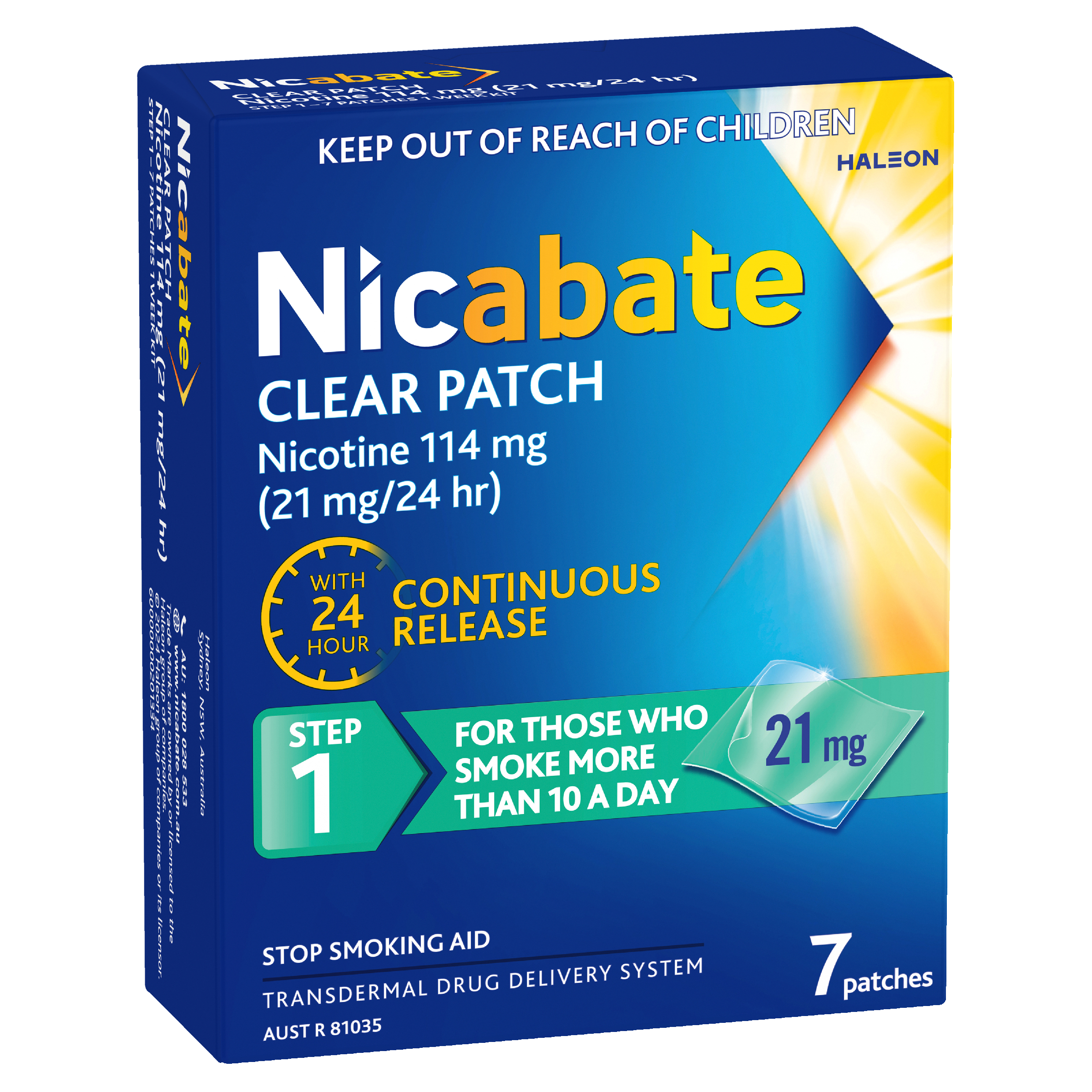 NICABATE STEP 1 21MG CLEAR PATCH 7 PACK