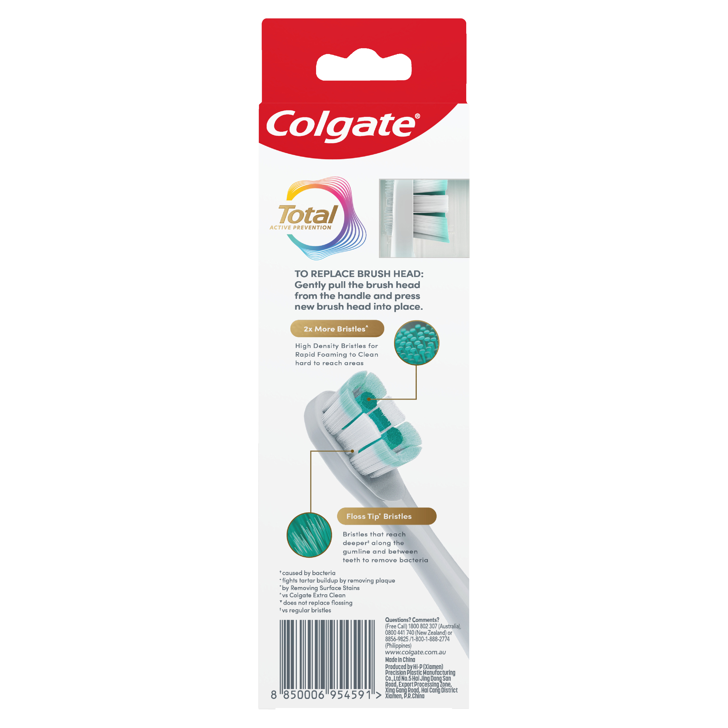 COLGATE TOOTHBRUSH TOTAL POWER TOOTHBRUSH REFILL 2 PACK - Image 2