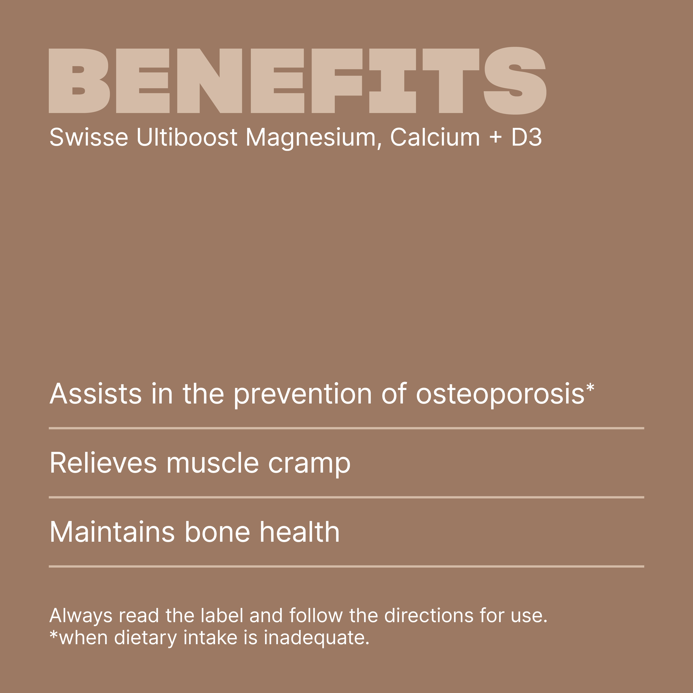 SWISSE ULTIBOOST MAGNESIUM+CALCIUM+ VITAMIN D 120 TABLETS - Image 3