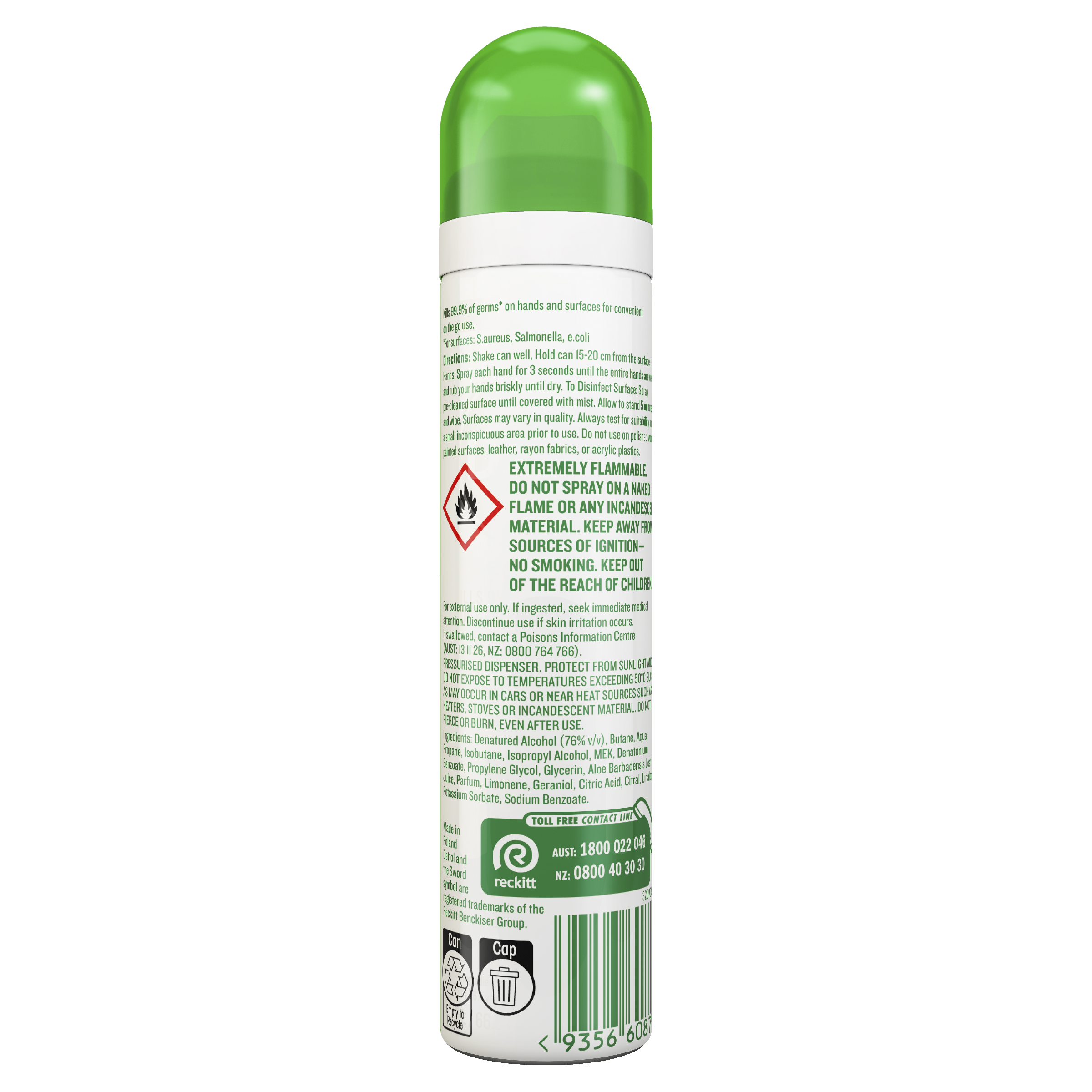 DETTOL 2IN1 HANDS & SURFACES H/SANITISER SPRAY ALOE 90ML - Image 2