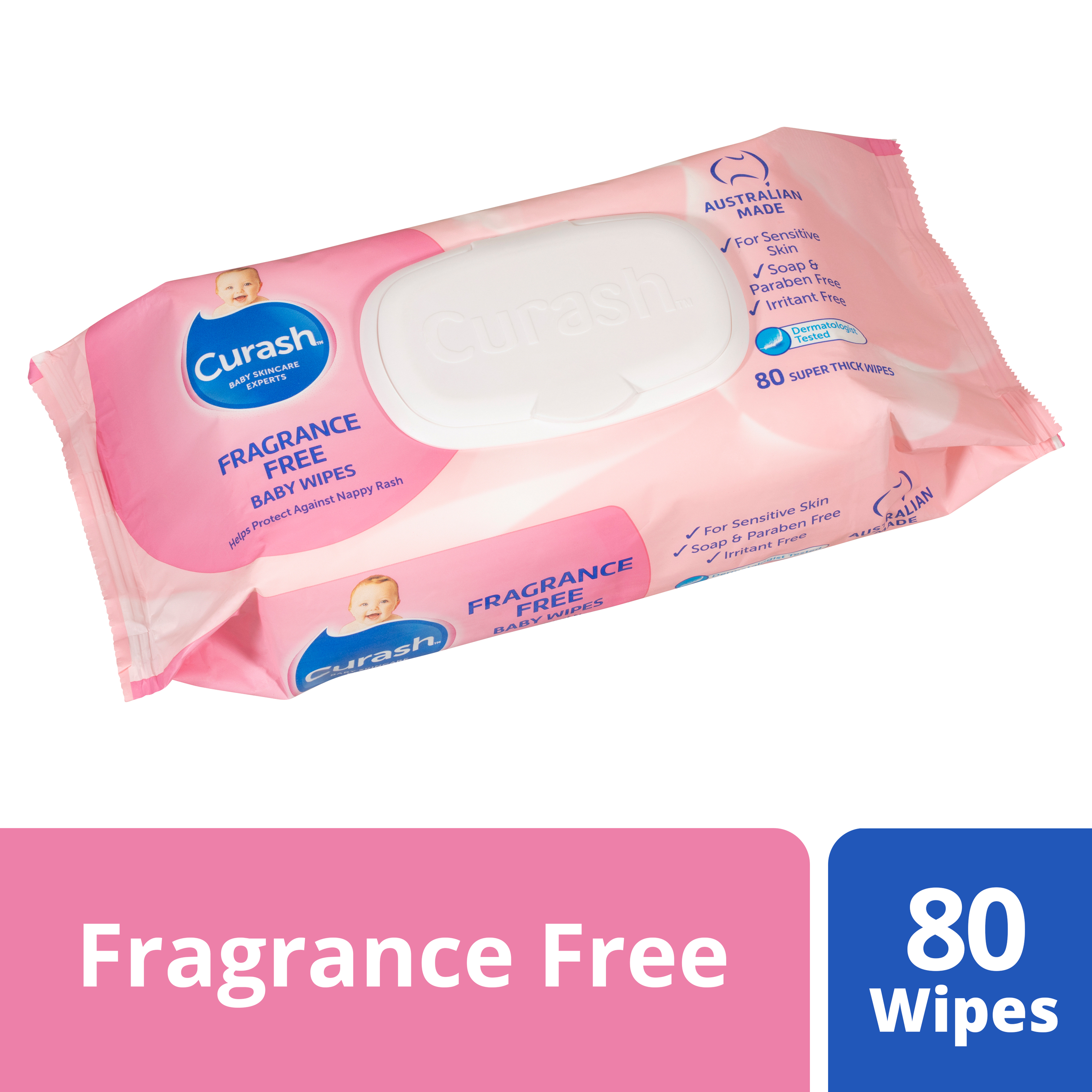 CURASH BABYCARE WIPES FRAGRANCE FREE 80 PACK - Image 11