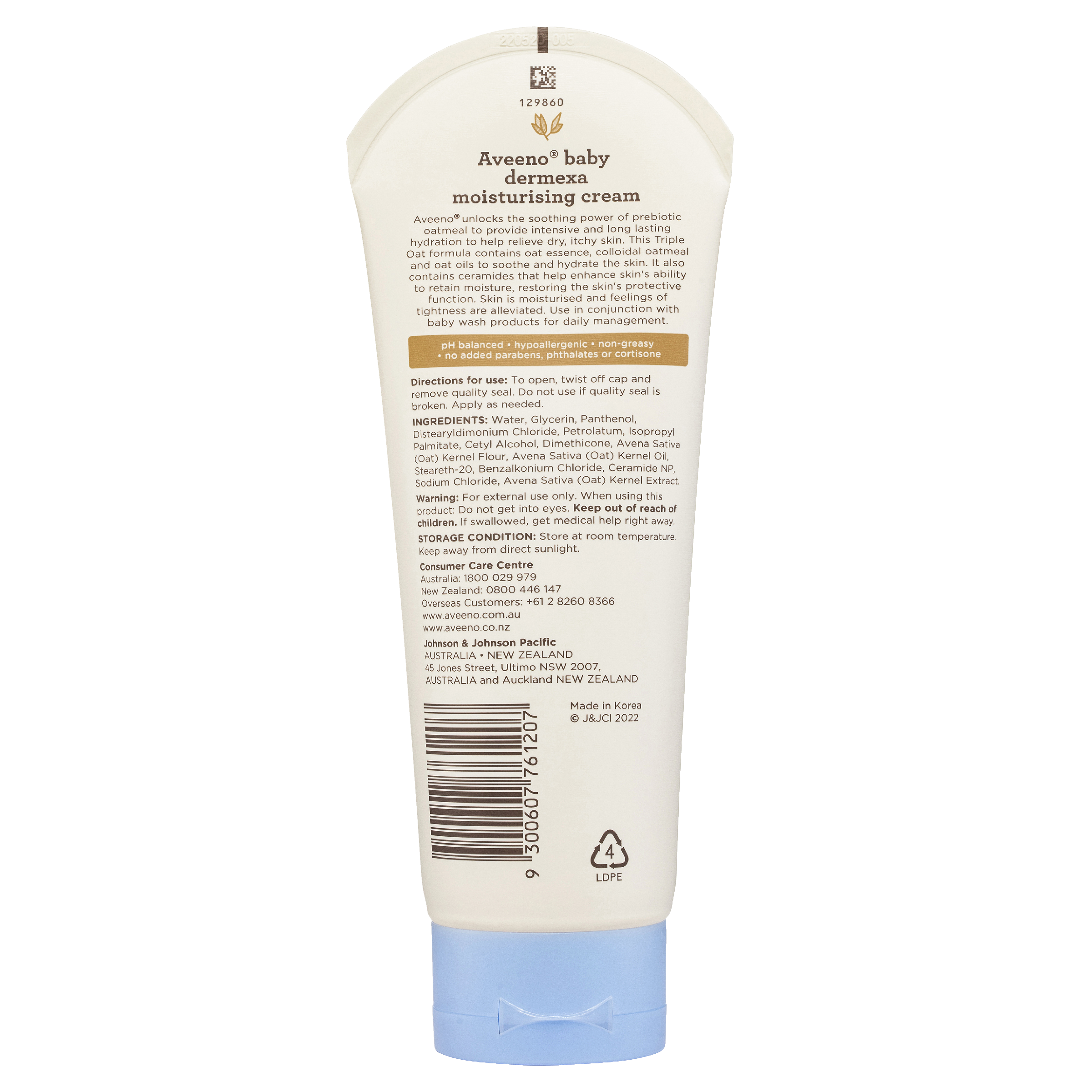 AVEENO BABY DERMEXA MOISTURISING CREAM 206G - Image 2