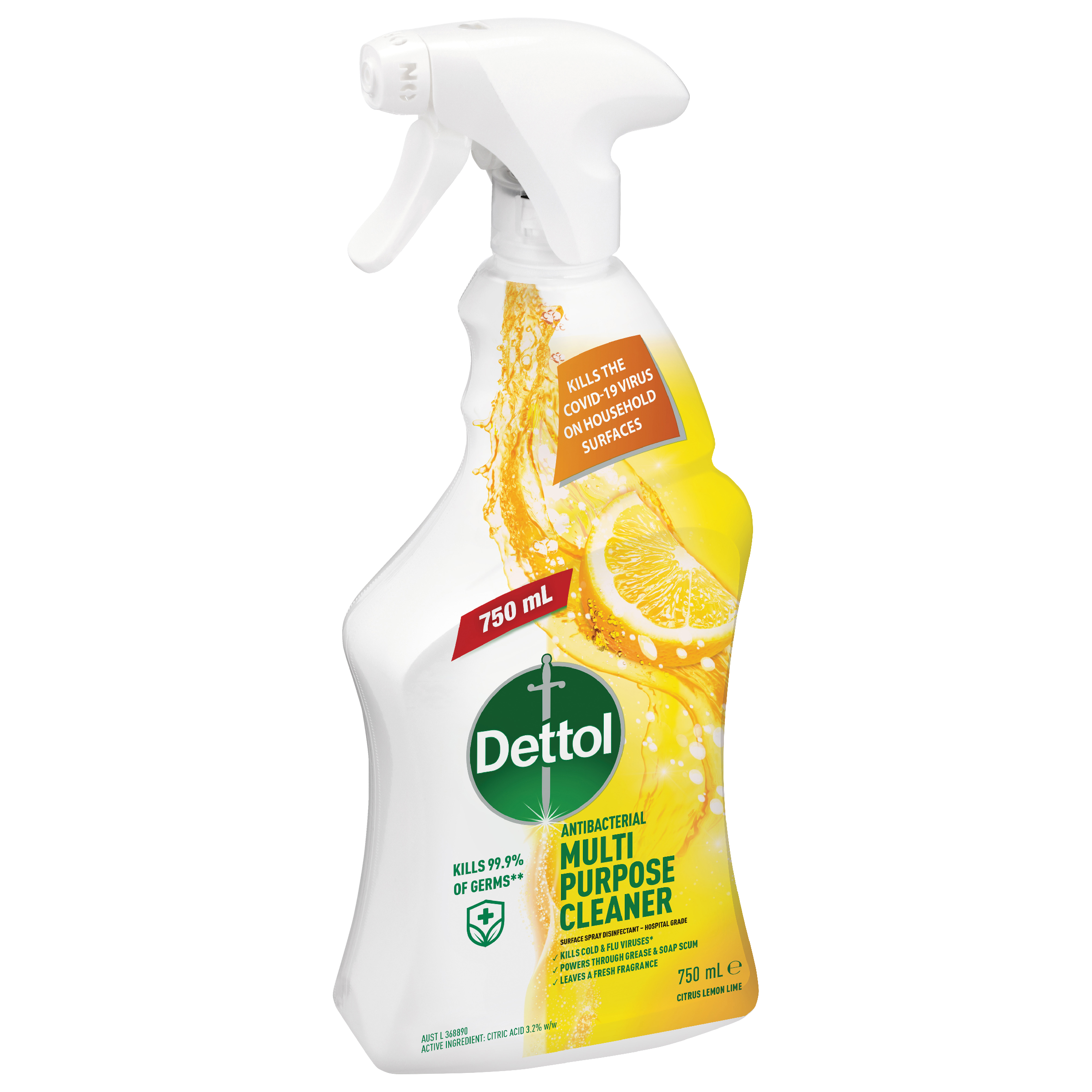 DETTOL MULTI PURPOSE SPRAY CITRUS LEMON LIME 750ML