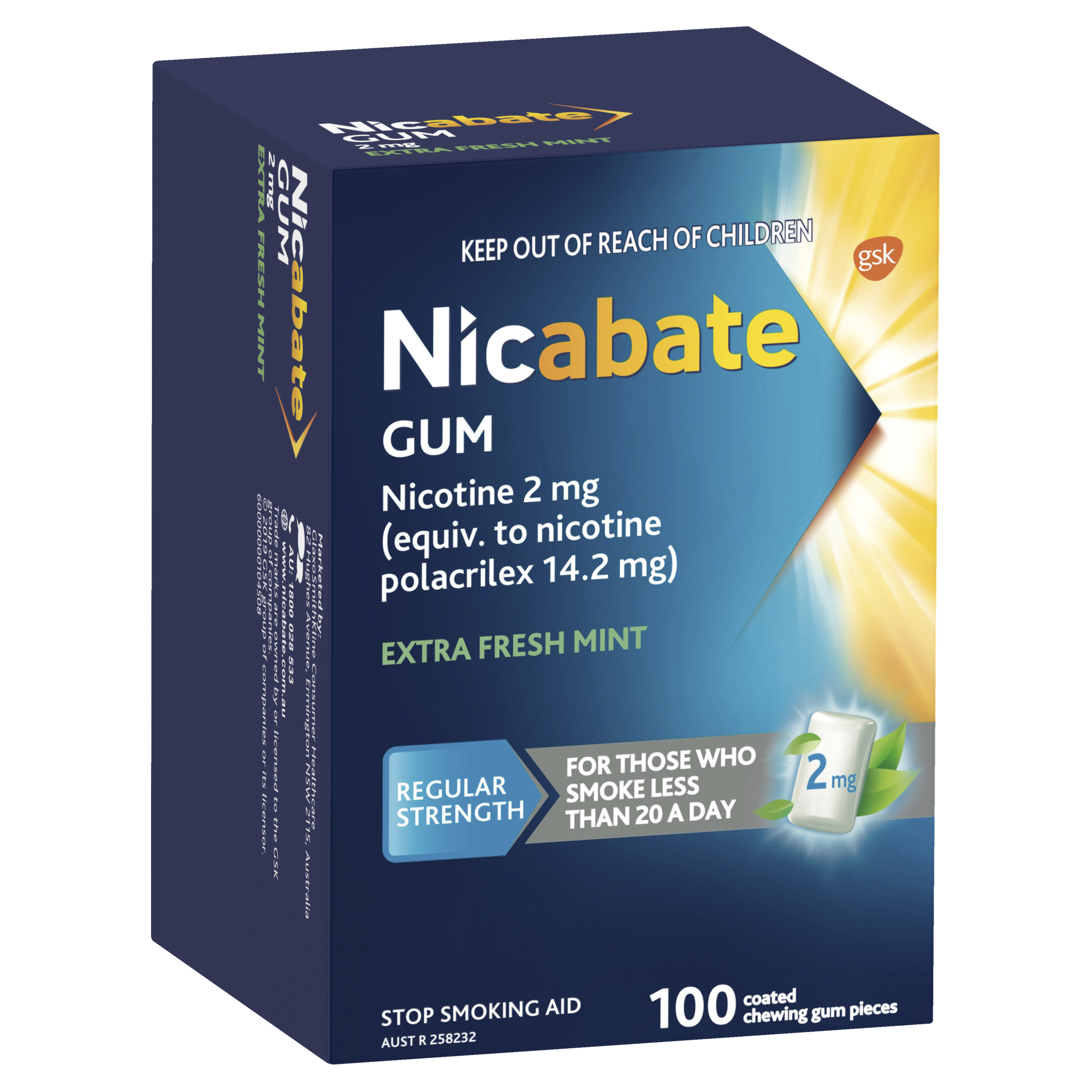NICABATE EXTRA FRESH 2MG GUM 100 PACK