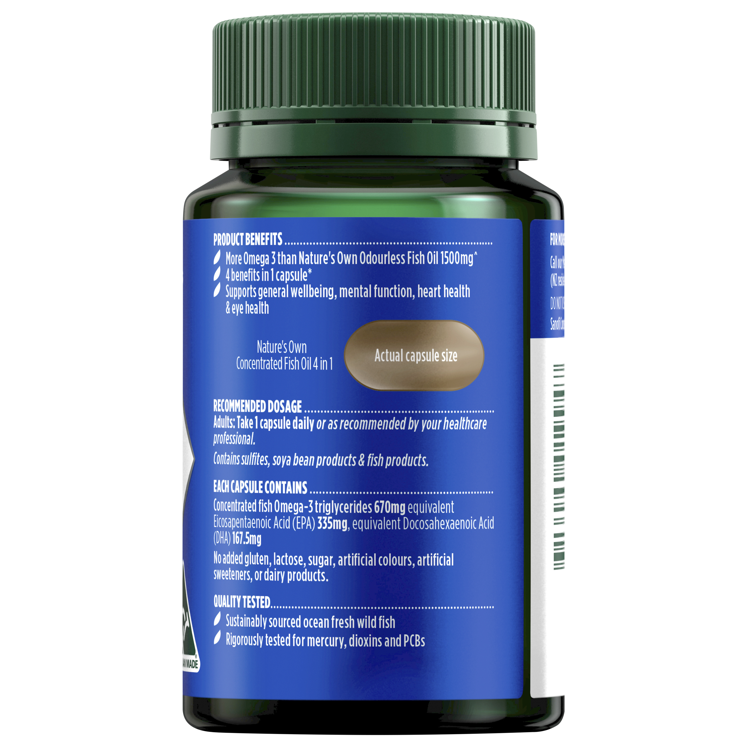 NATURES OWN CONCENTRATED FISH OIL 4 IN 1 60 CAPSULES - Image 4