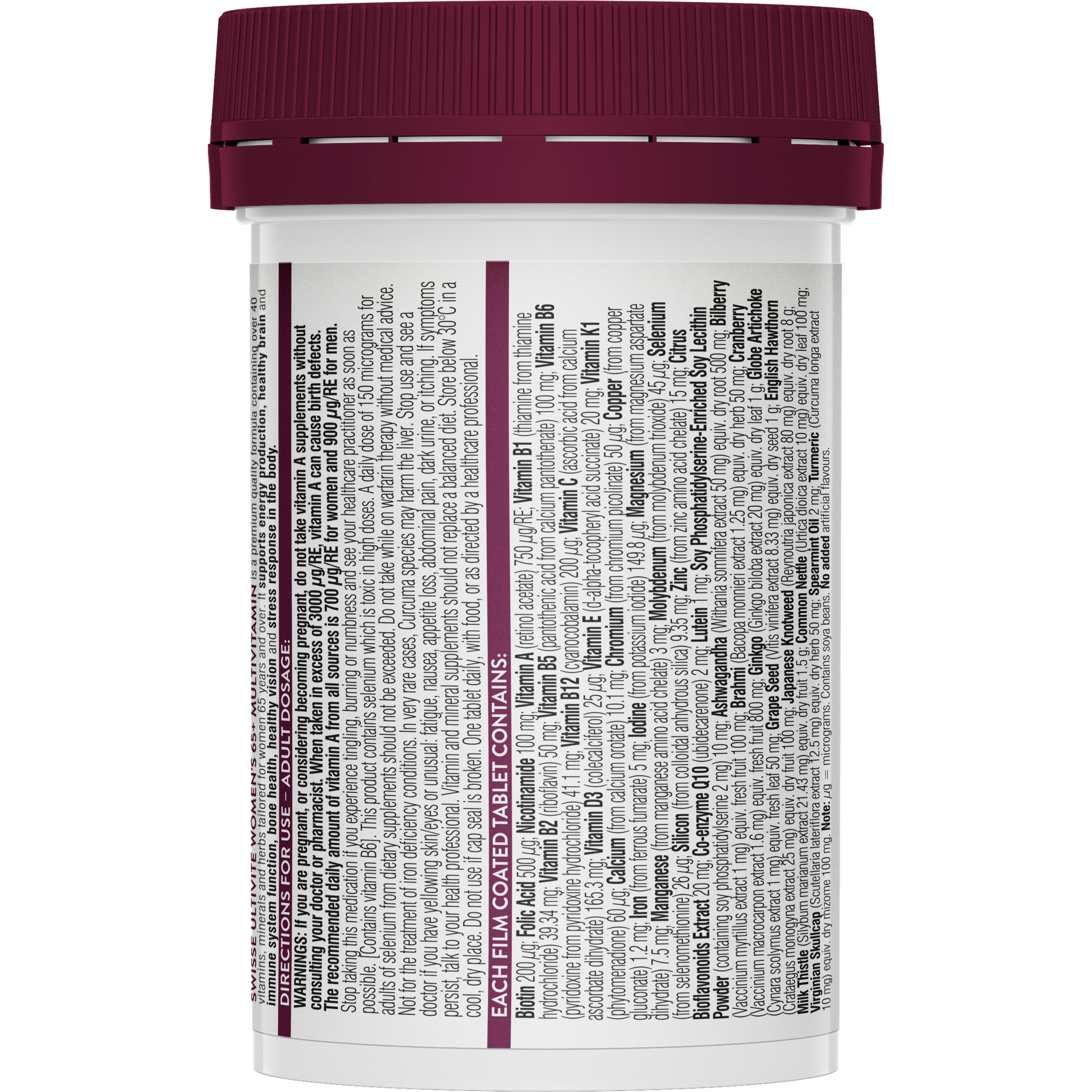 SWISSE ULTIVITE WOMEN 65+ TABLETS 60 - Image 2