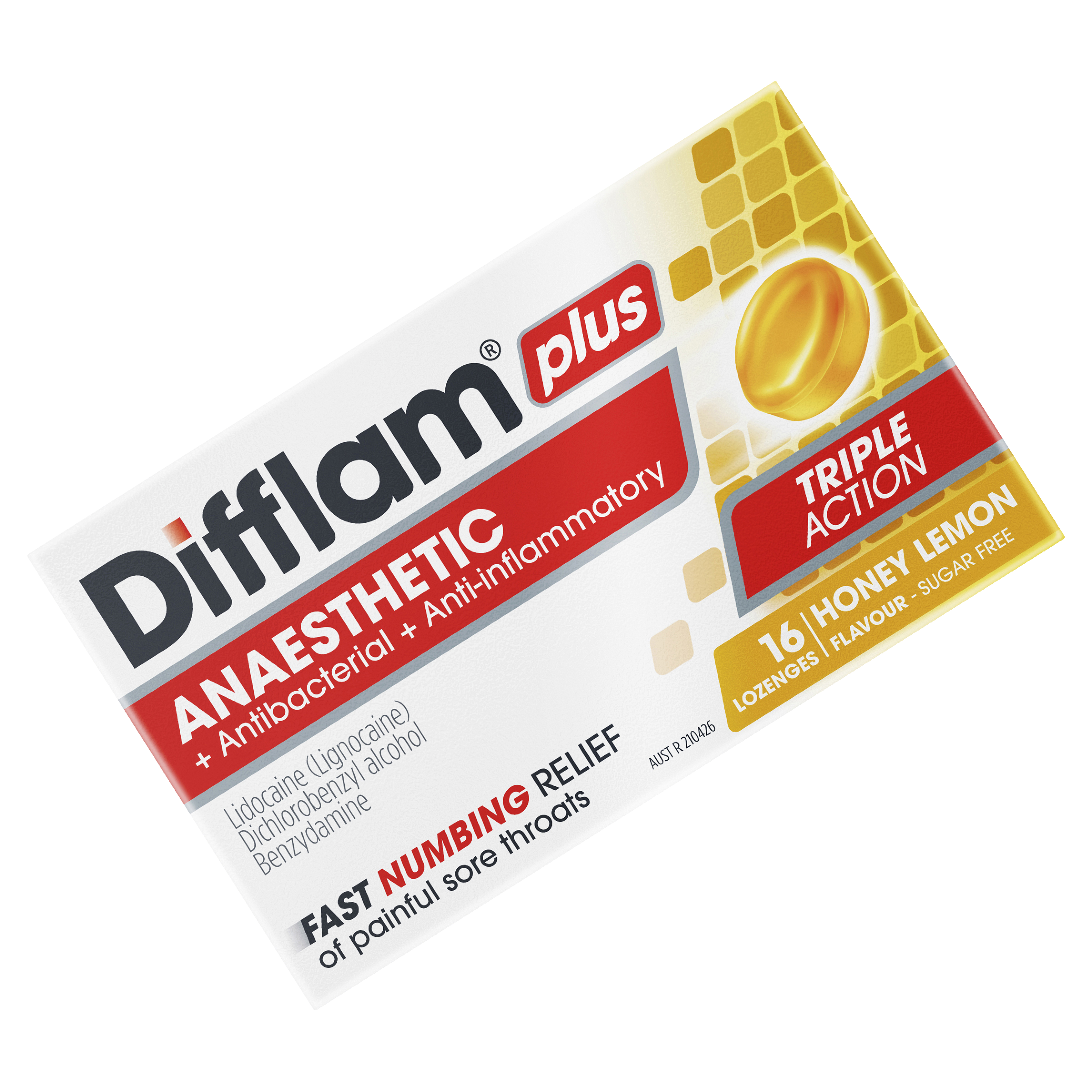 DIFFLAM PLUS ANAESTHETIC HONEY & LEMON SUGAR FREE 16 LOZENGES - Image 10