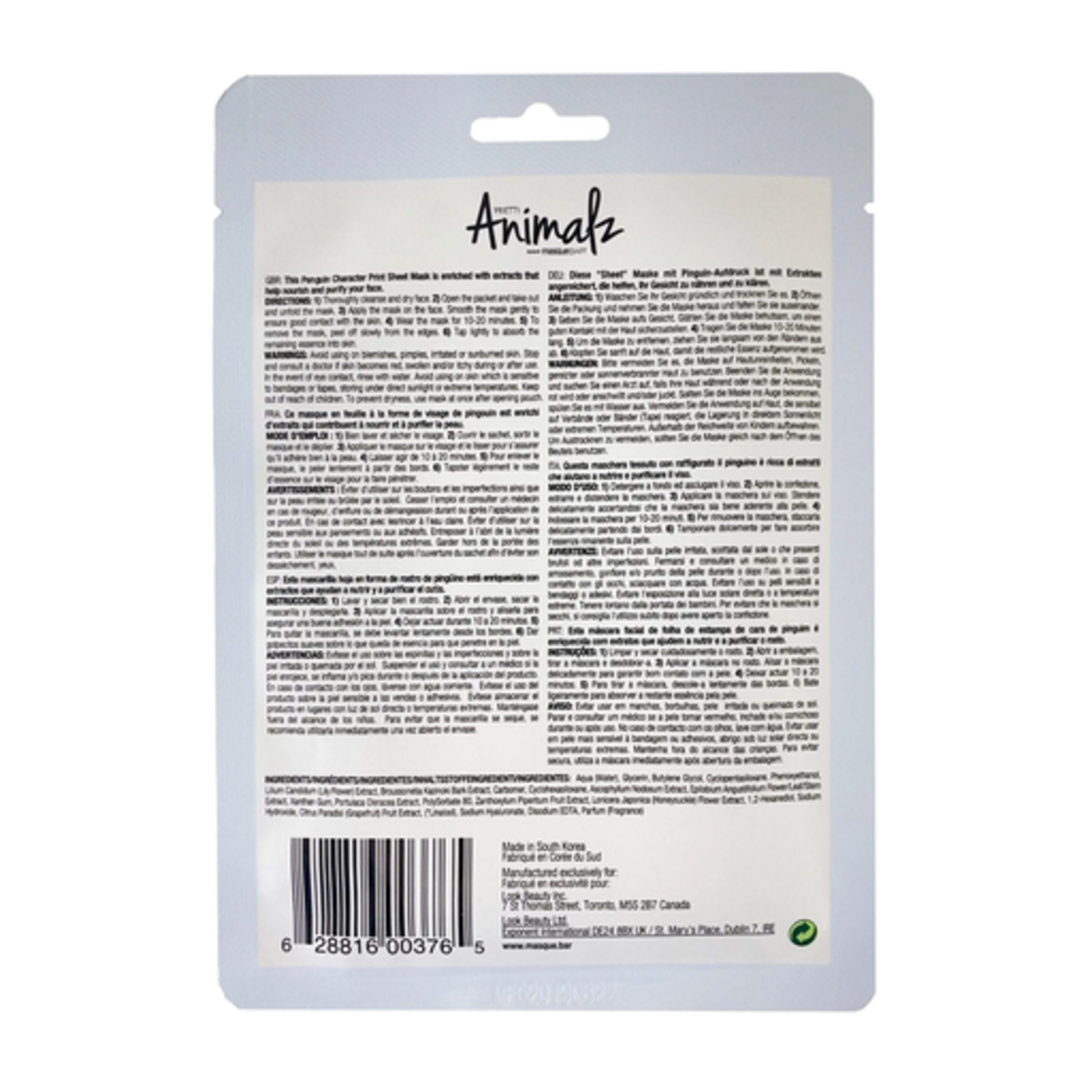 MASQUE BAR ANIMALZ FACE MASK PENGUIN 1 PACK - Image 2