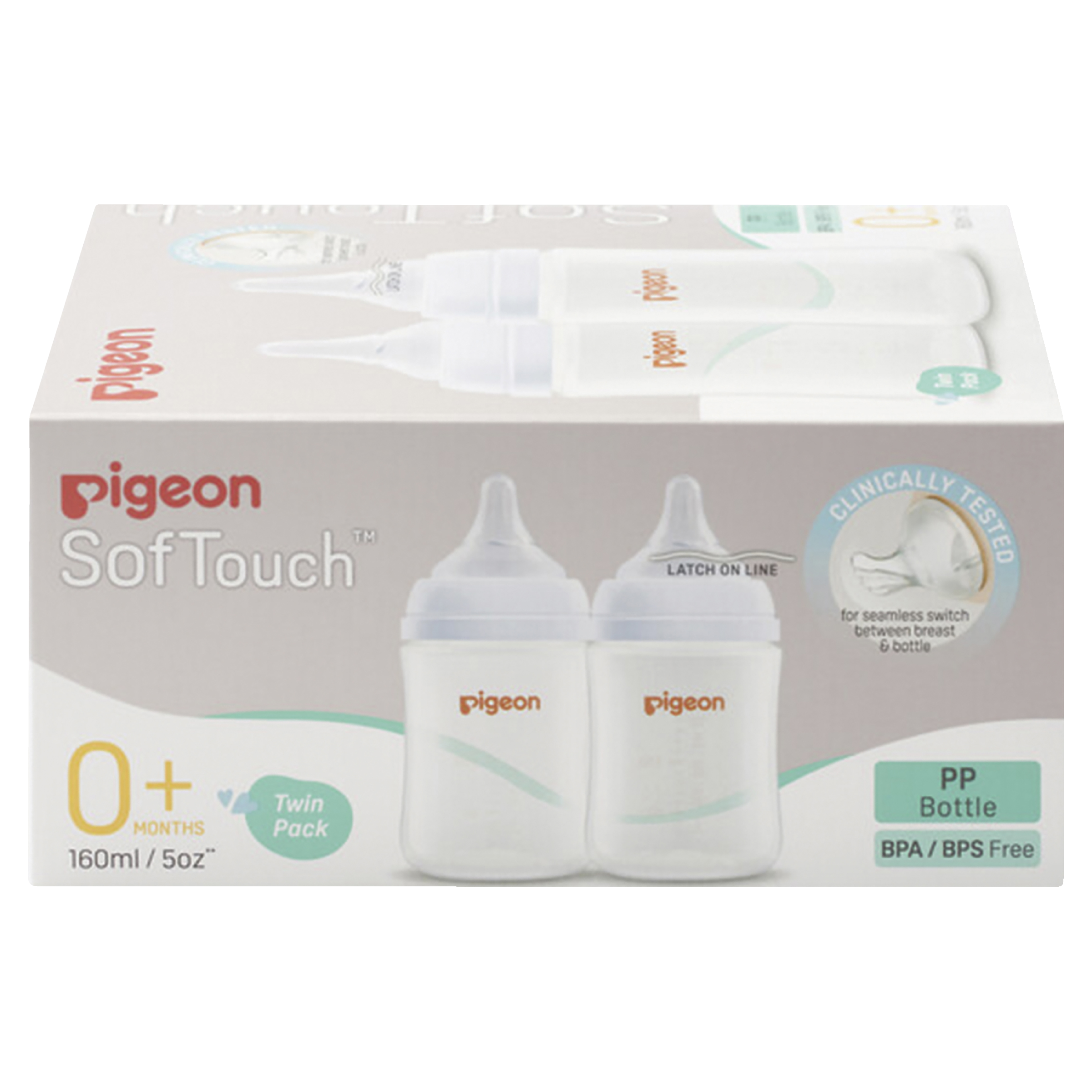 PIGEON BOTTLE SOFT TOUCH III WIDE NECK 0+ MONTHS 160ML 2 PACK - Image 4