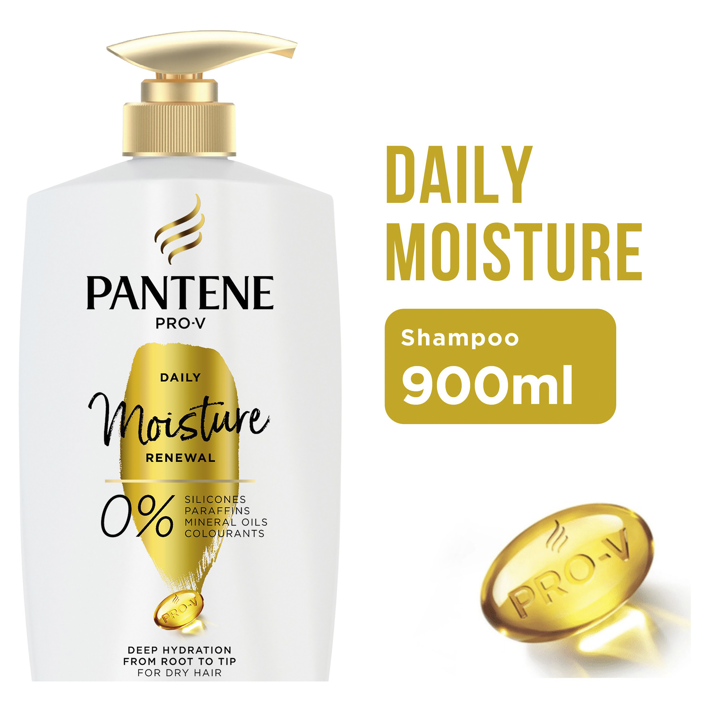 PANTENE PRO V DAILY MOISTURE RENEWAL SHAMPOO 900ML - Image 5