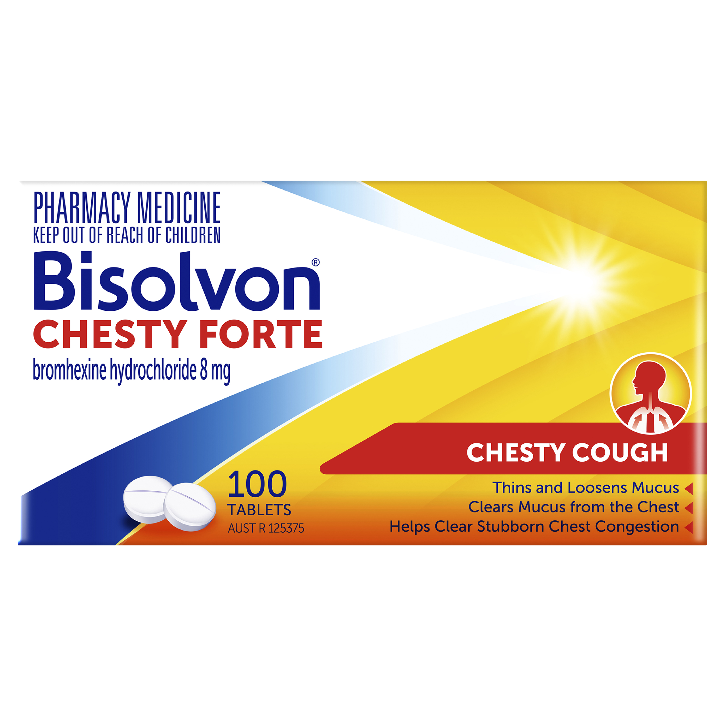 BISOLVON CHESTY FORTE 8MG 100 TABLETS - Image 2