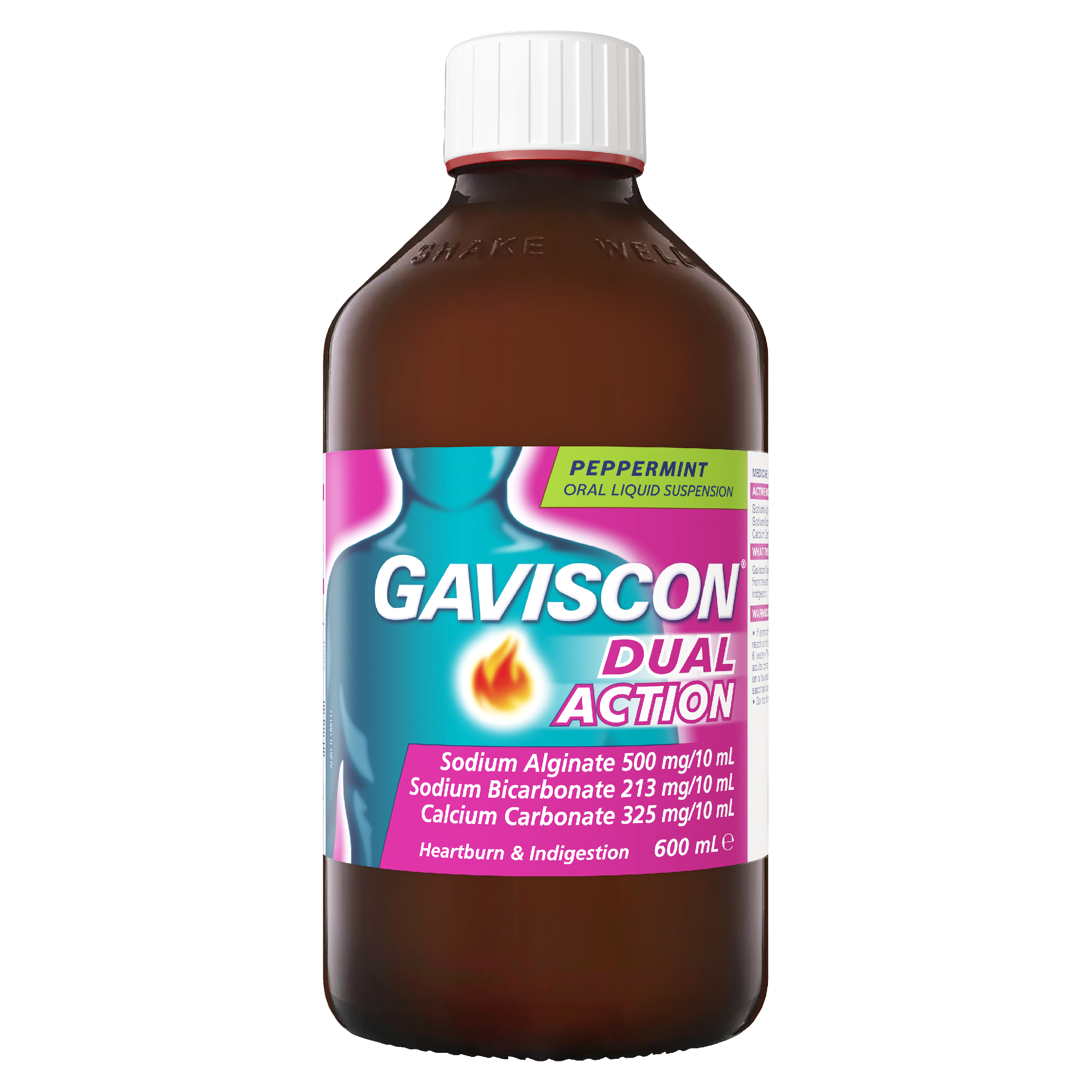 GAVISCON DUAL ACTION PEPPERMINT LIQUID 600ML - Image 2