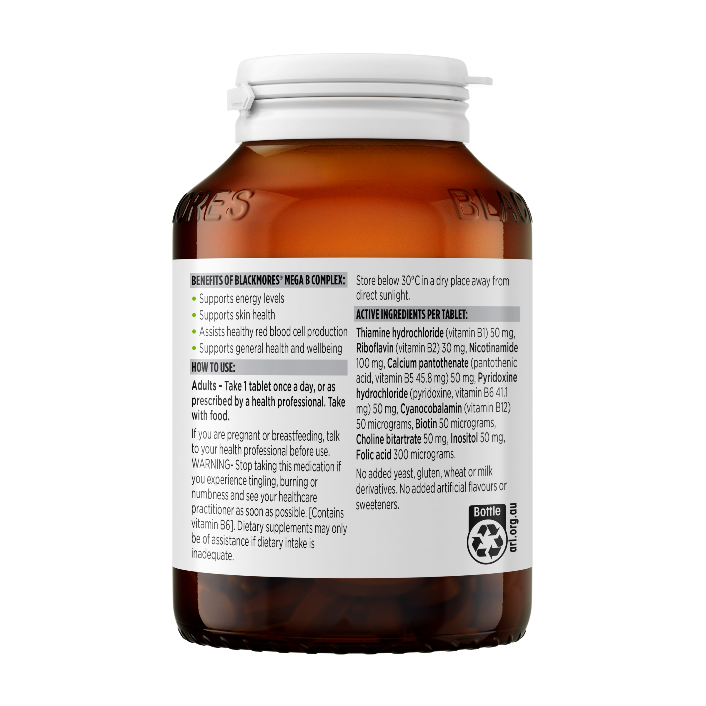 BLACKMORES MEGA B COMPLEX 200 TABLETS - Image 2