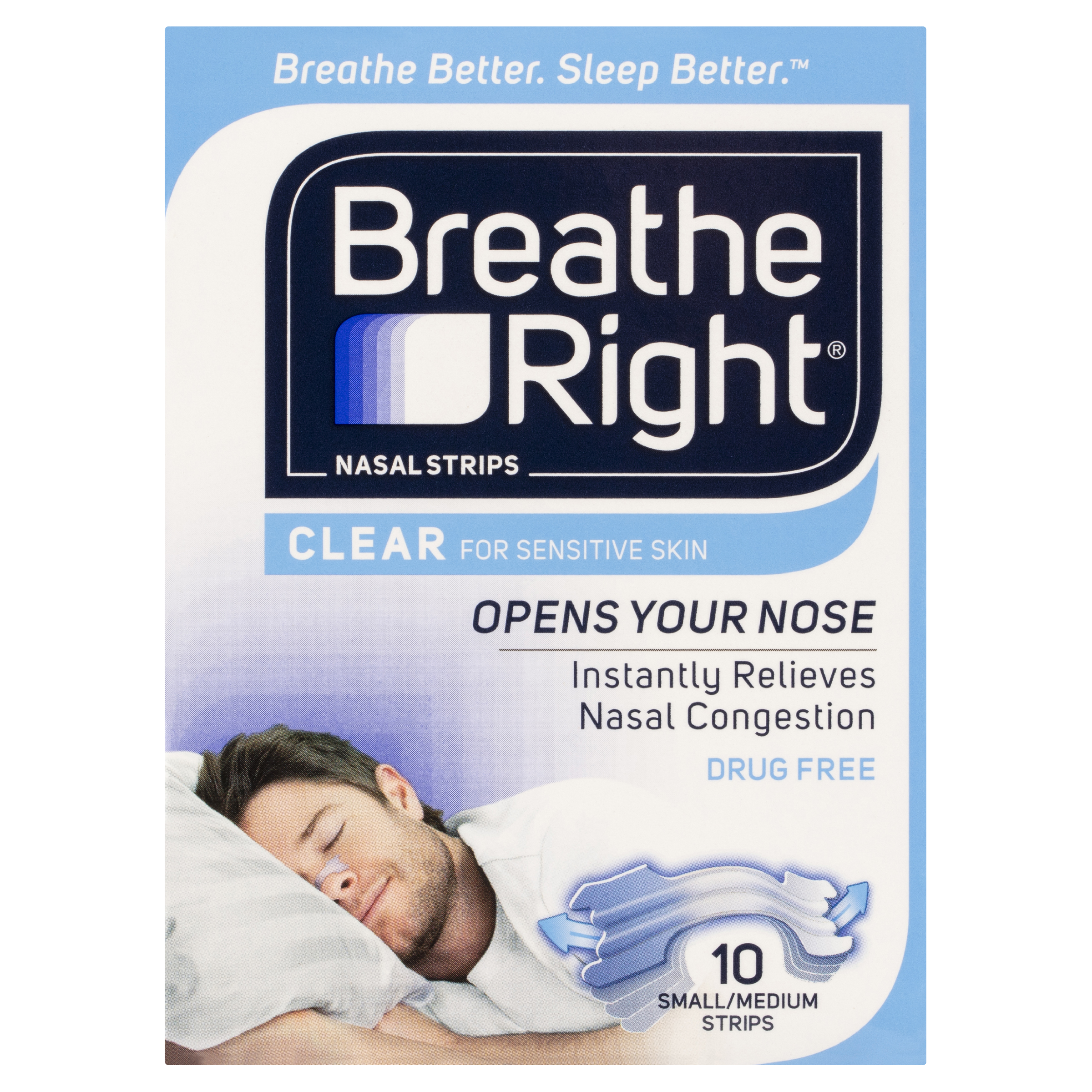 Breathe Right BREATHE RIGHT NASAL STRIPS CLEAR REGULAR 10 PACK - Image 2