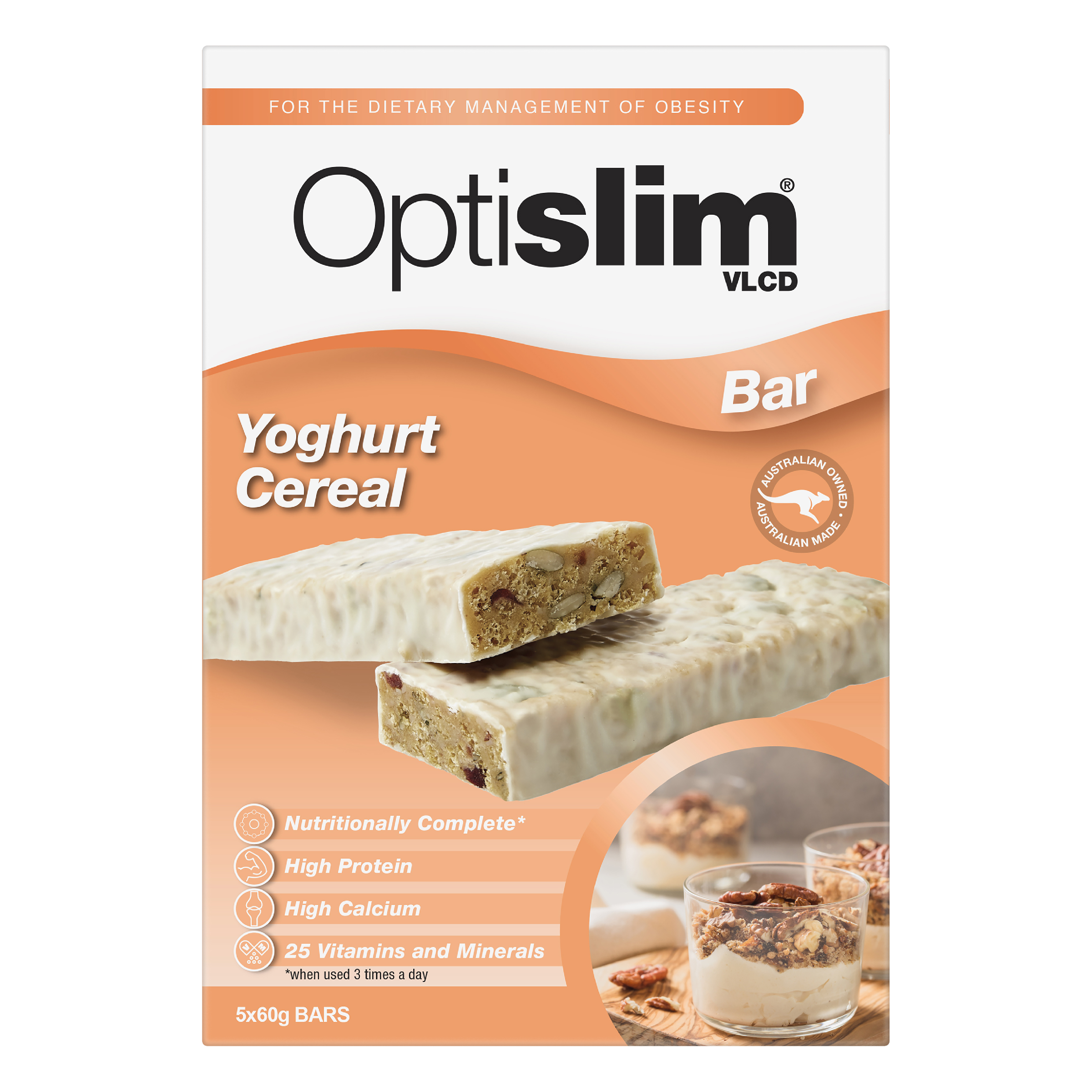 OPTISLIM VLCD BAR YOGHURT CEREAL 60G 5 PACK - Image 2