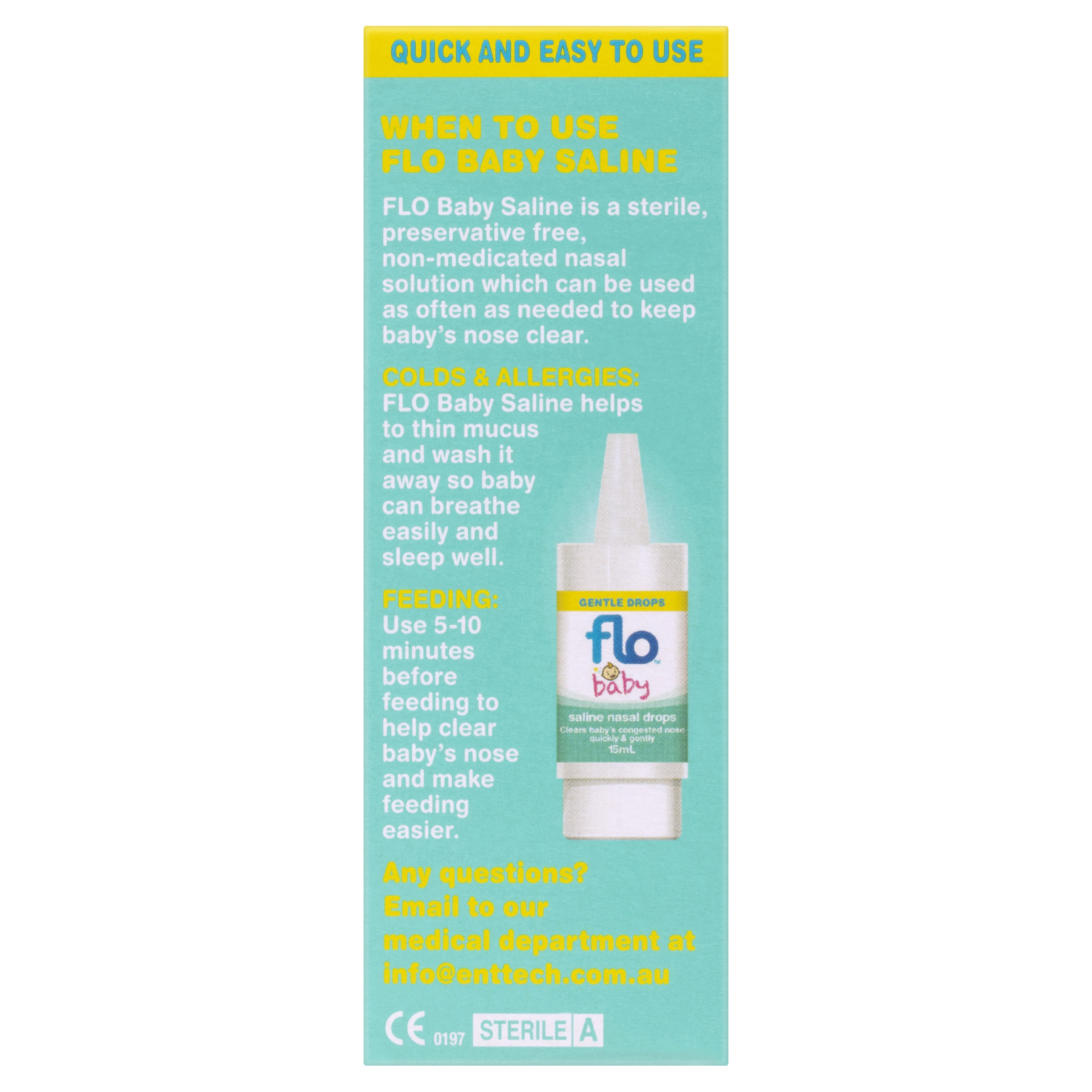 FLO BABY SALINE NASAL DROPS 15ML - Image 6