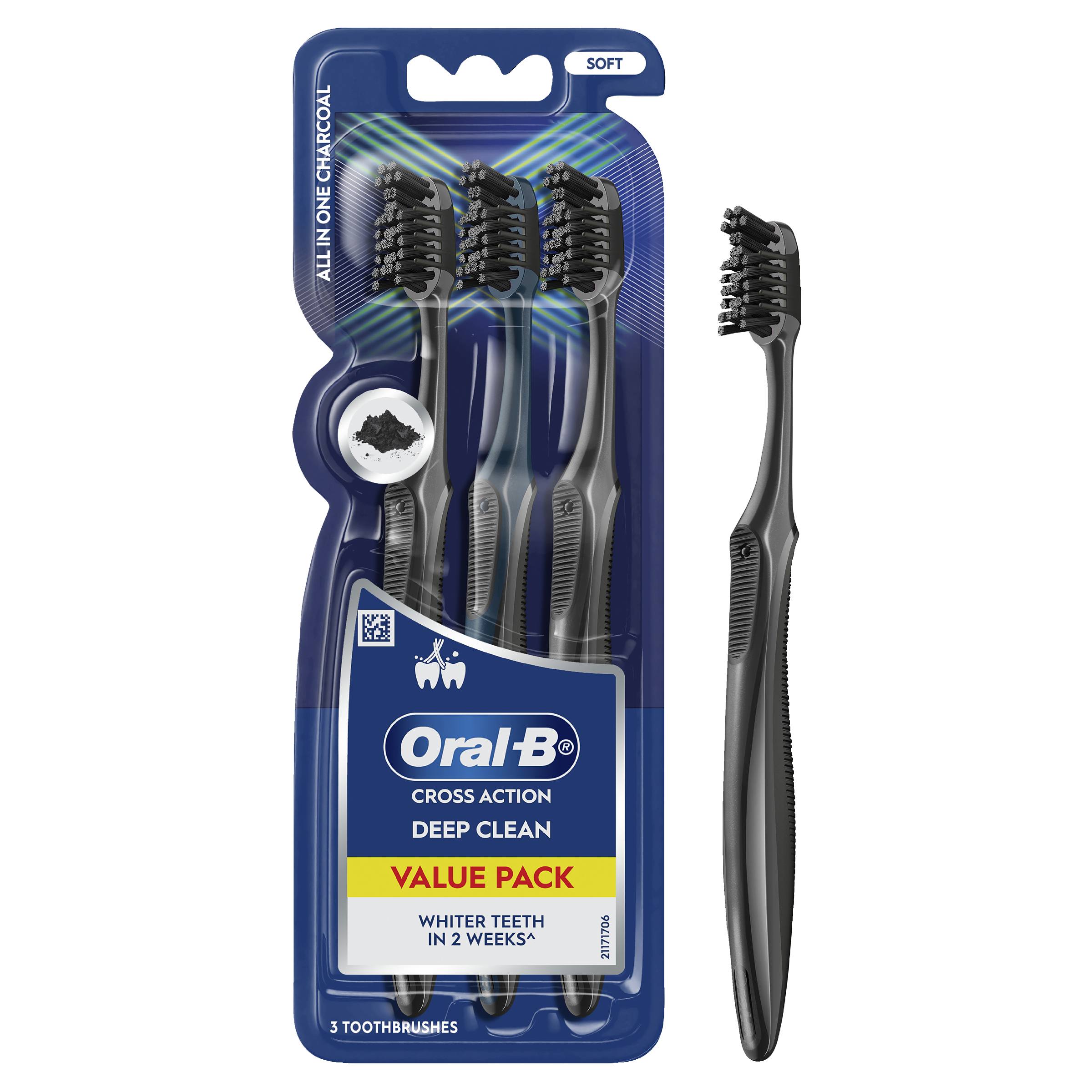 ORAL-B TOOTHBRUSH 3D WHITE CROSS ACTION CHARCOAL  3 PACK - Image 8