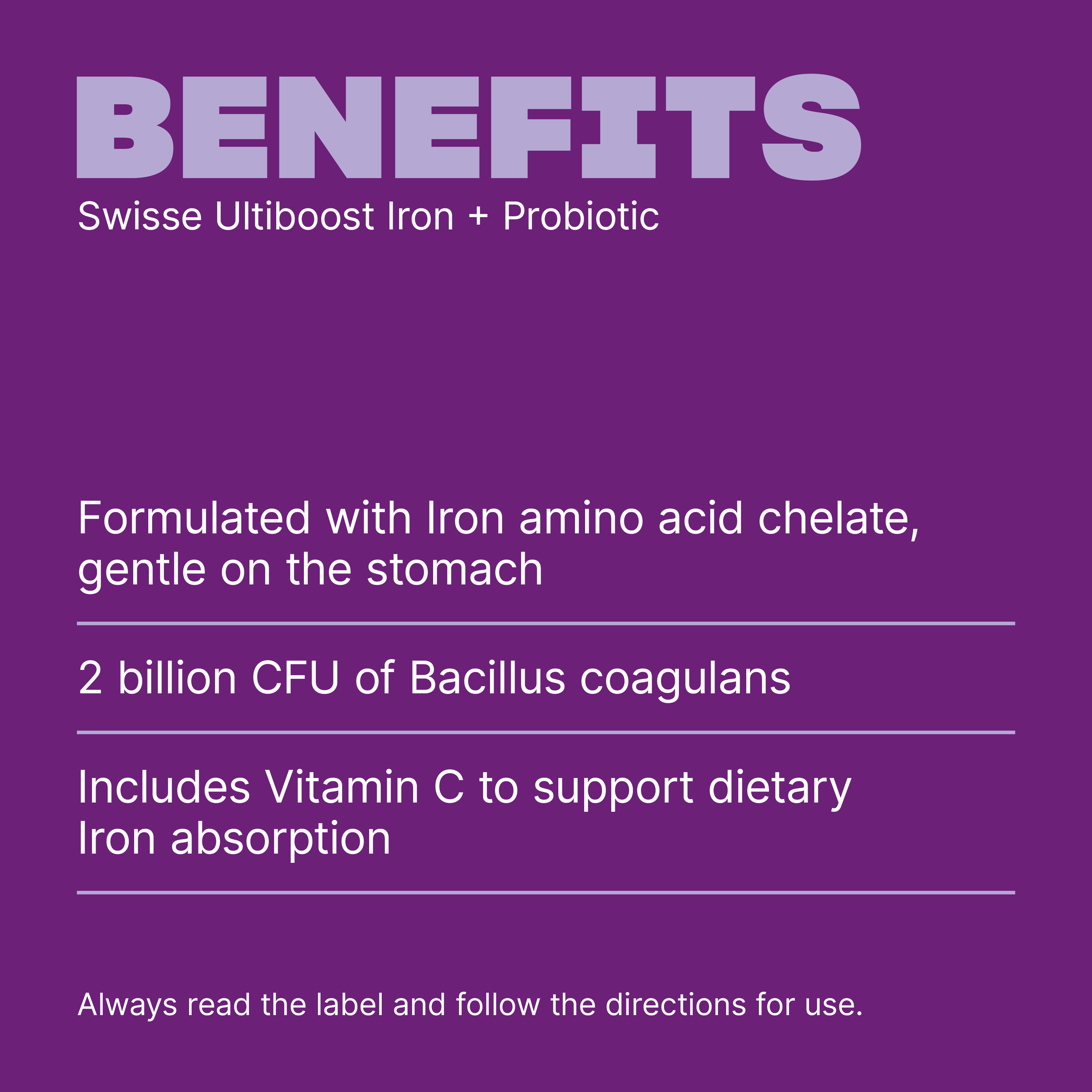 SWISSE ULTIBOOST IRON + PROBIOTIC 30 TABLETS - Image 3