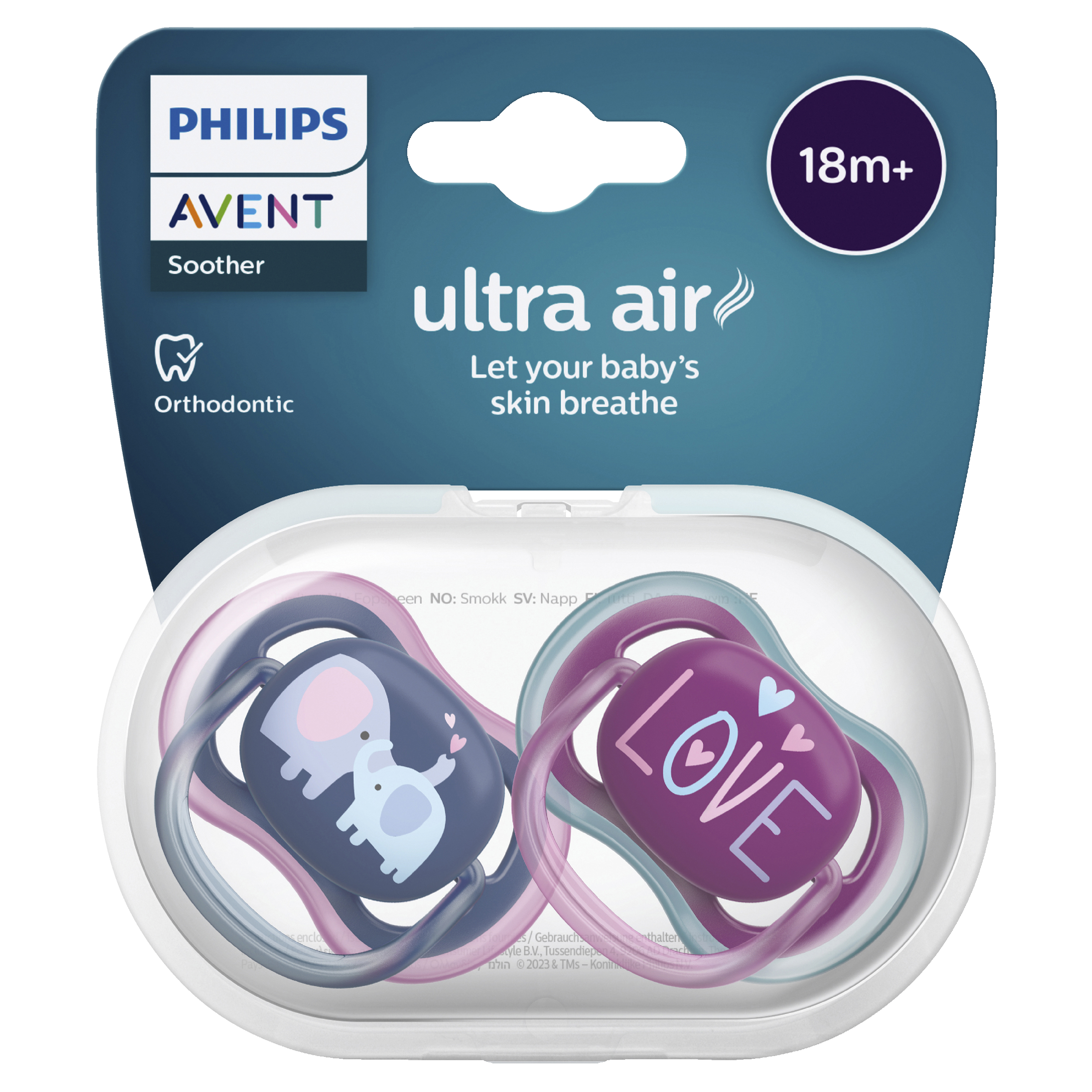 AVENT SOOTHER ULTRA AIR DECO AST 18MTHS+ 2 PACK
