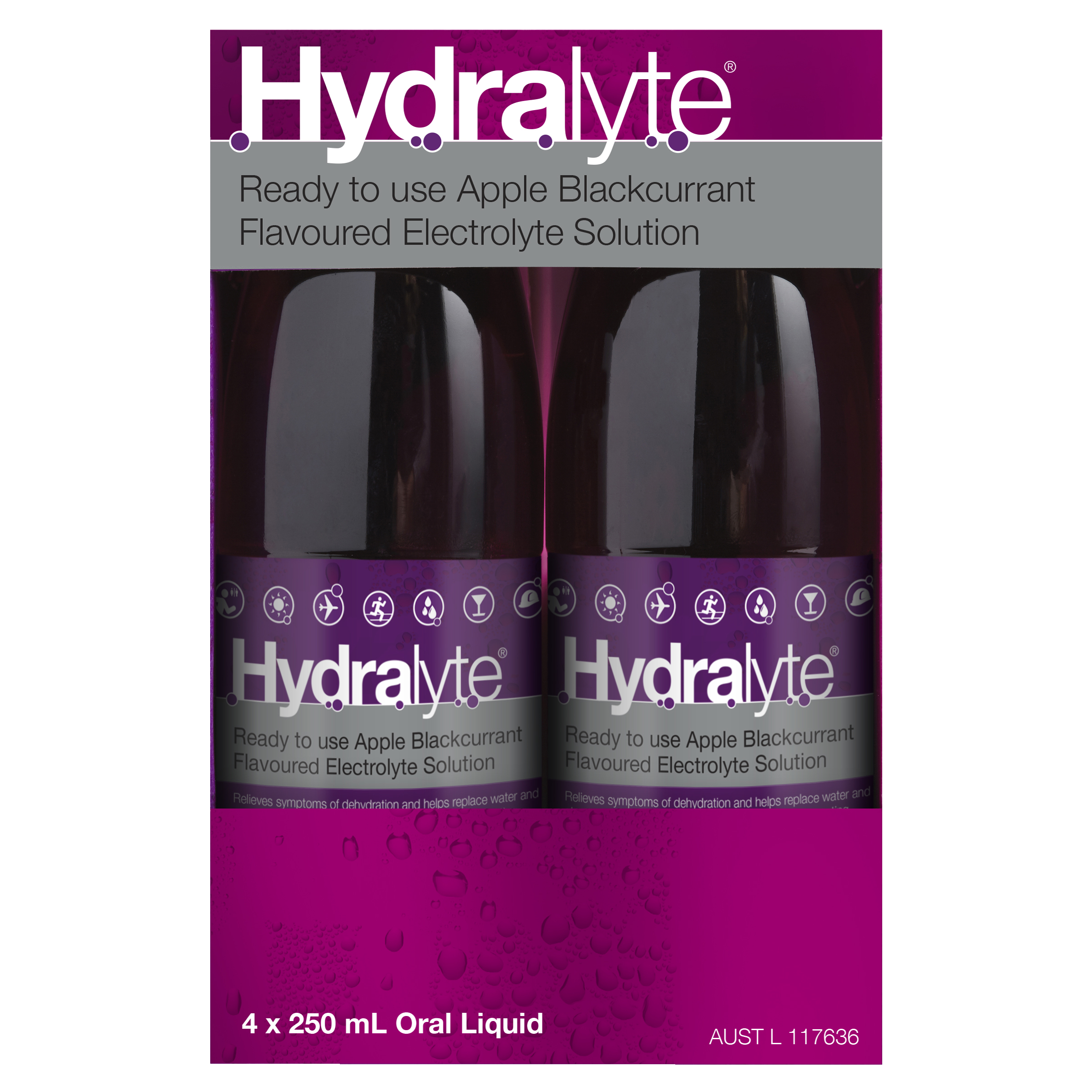 HYDRALYTE LIQUID APPLE BLACKCURRANT READY TO DRINK 250ML 4 PACK - Image 9