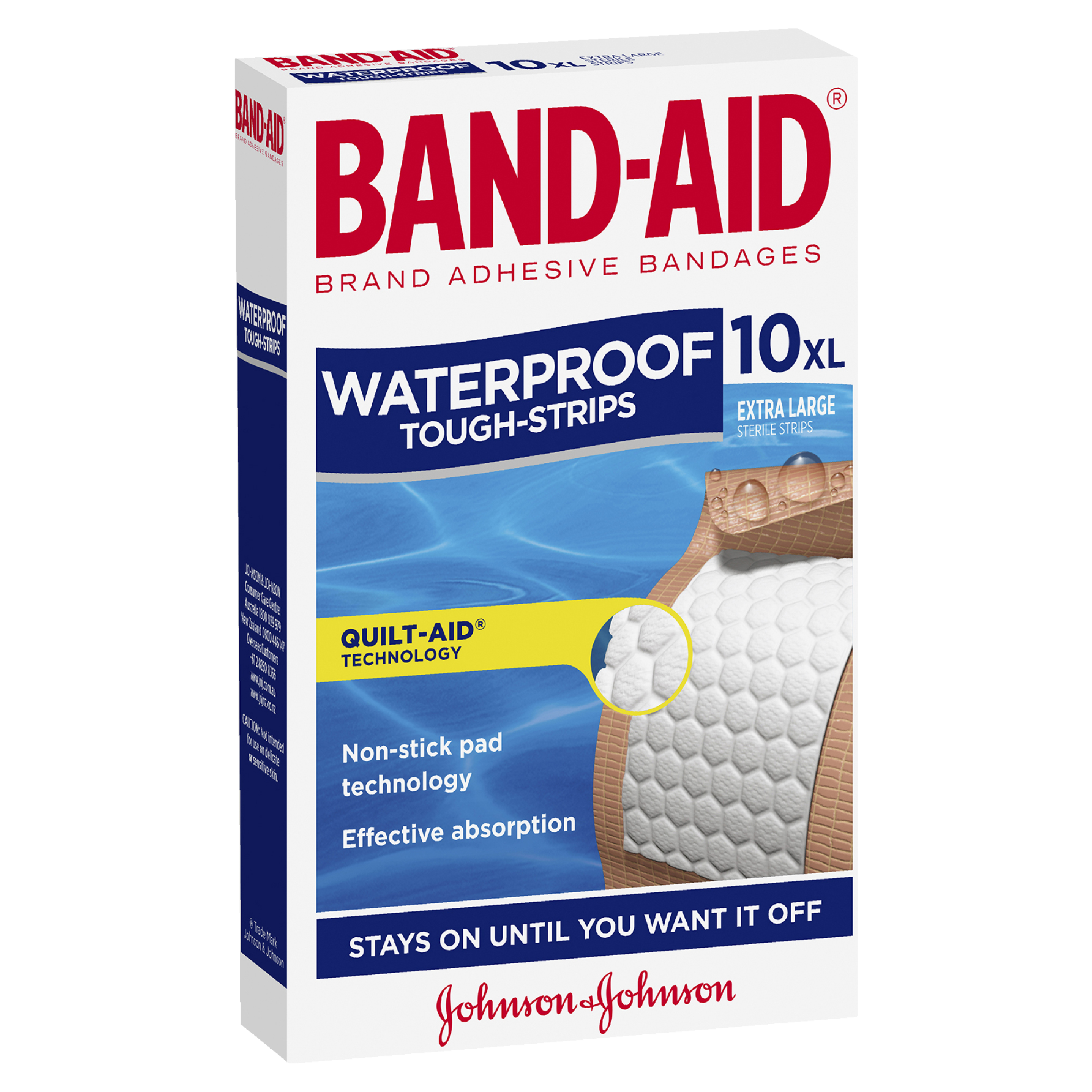BAND-AID TOUGH STRIPS WATERPROOF EXTRA LARGE 10 PACK