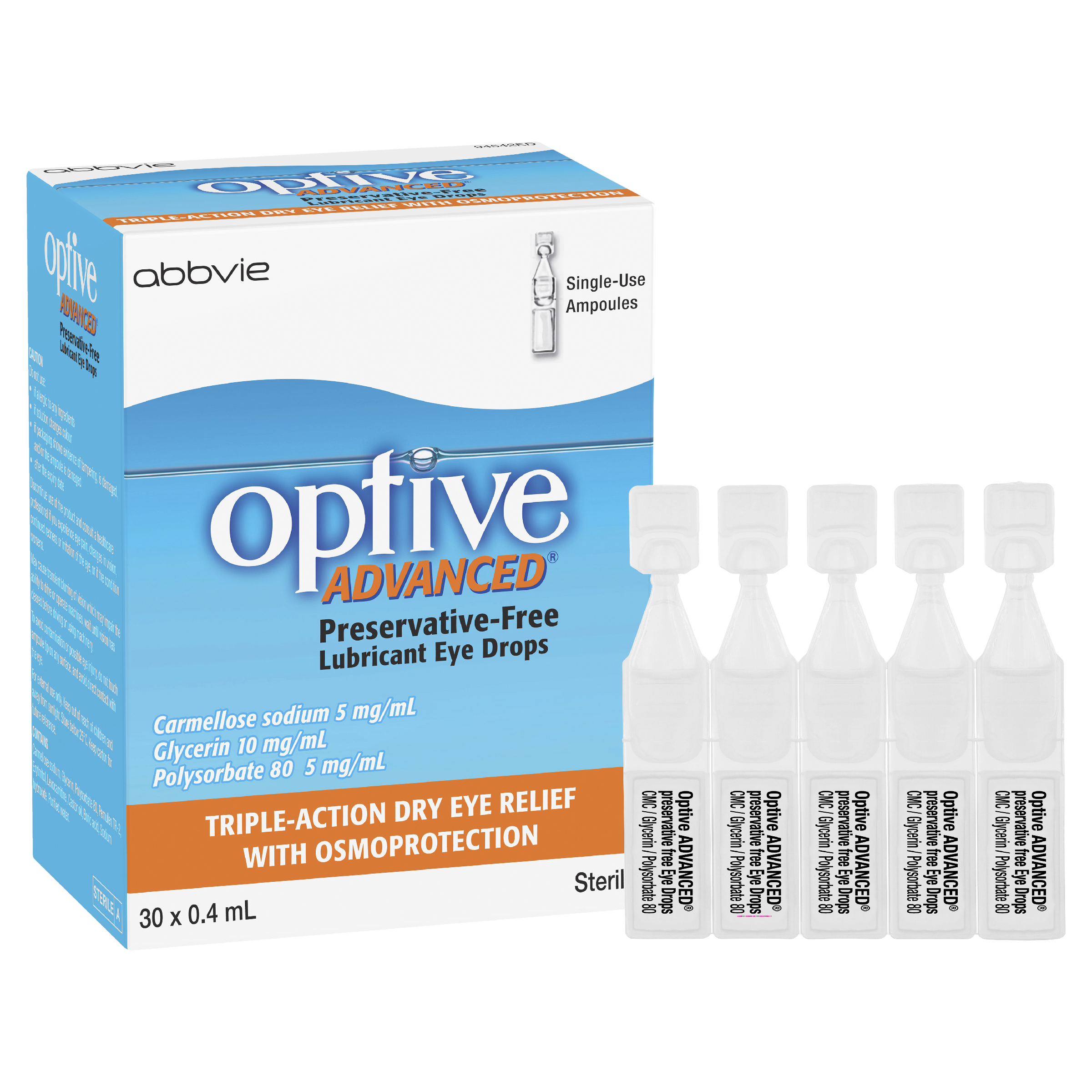 OPTIVE ADVANCED LUBRICANT EYE DROPS  0.4ML 30 PACK - Image 8