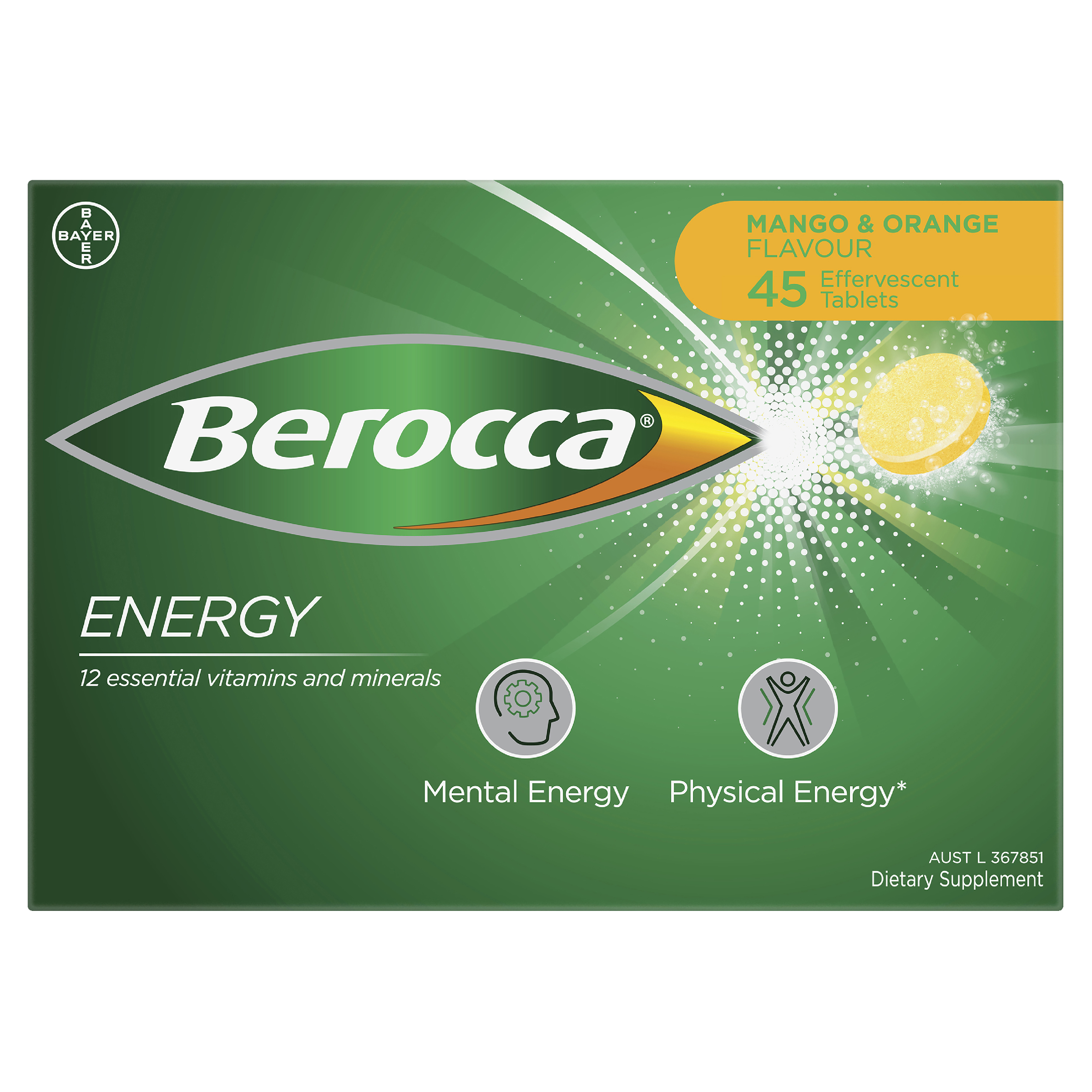 BEROCCA EFFERVESCENT MANGO AND ORANGE 45 PACK - Image 2