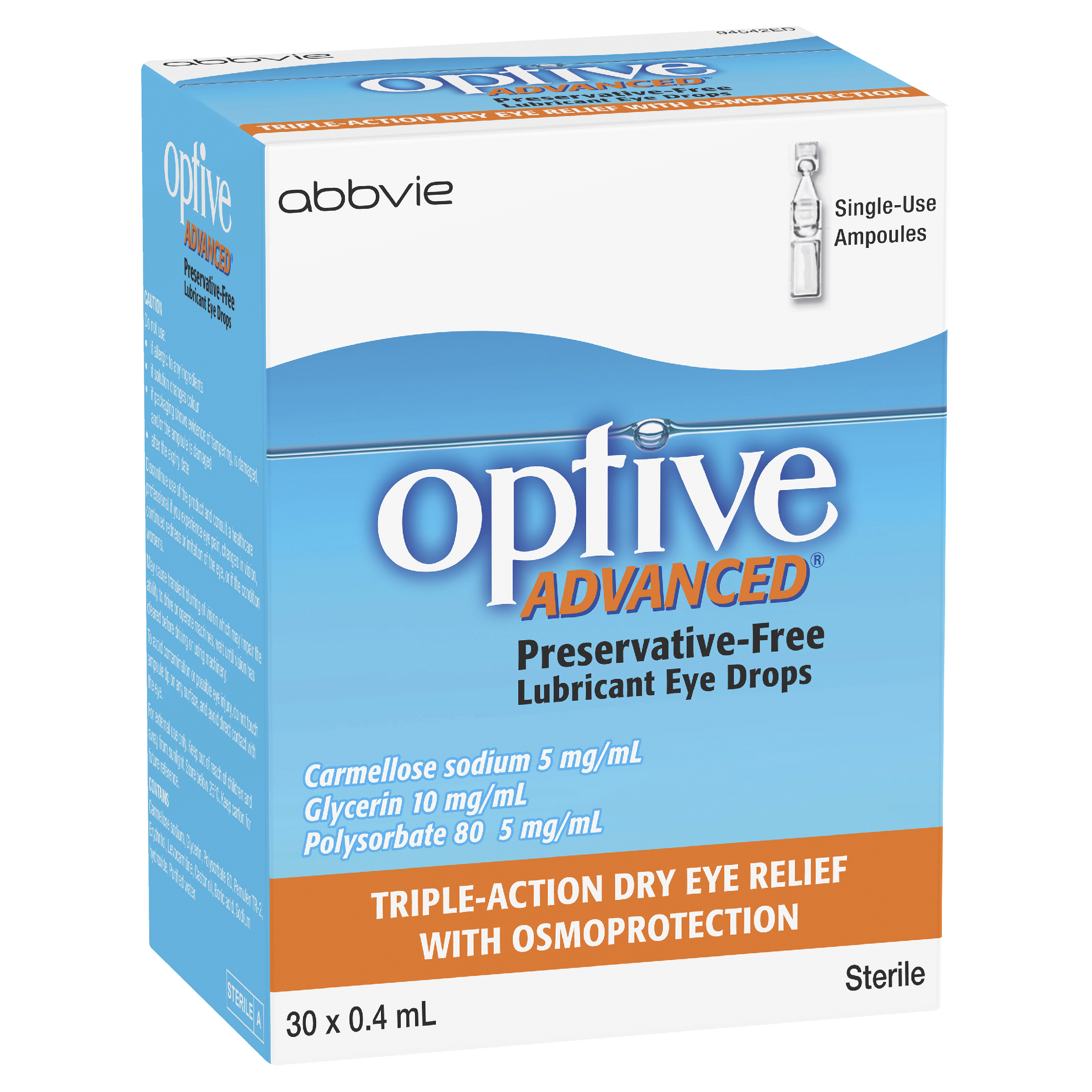 OPTIVE ADVANCED LUBRICANT EYE DROPS  0.4ML 30 PACK