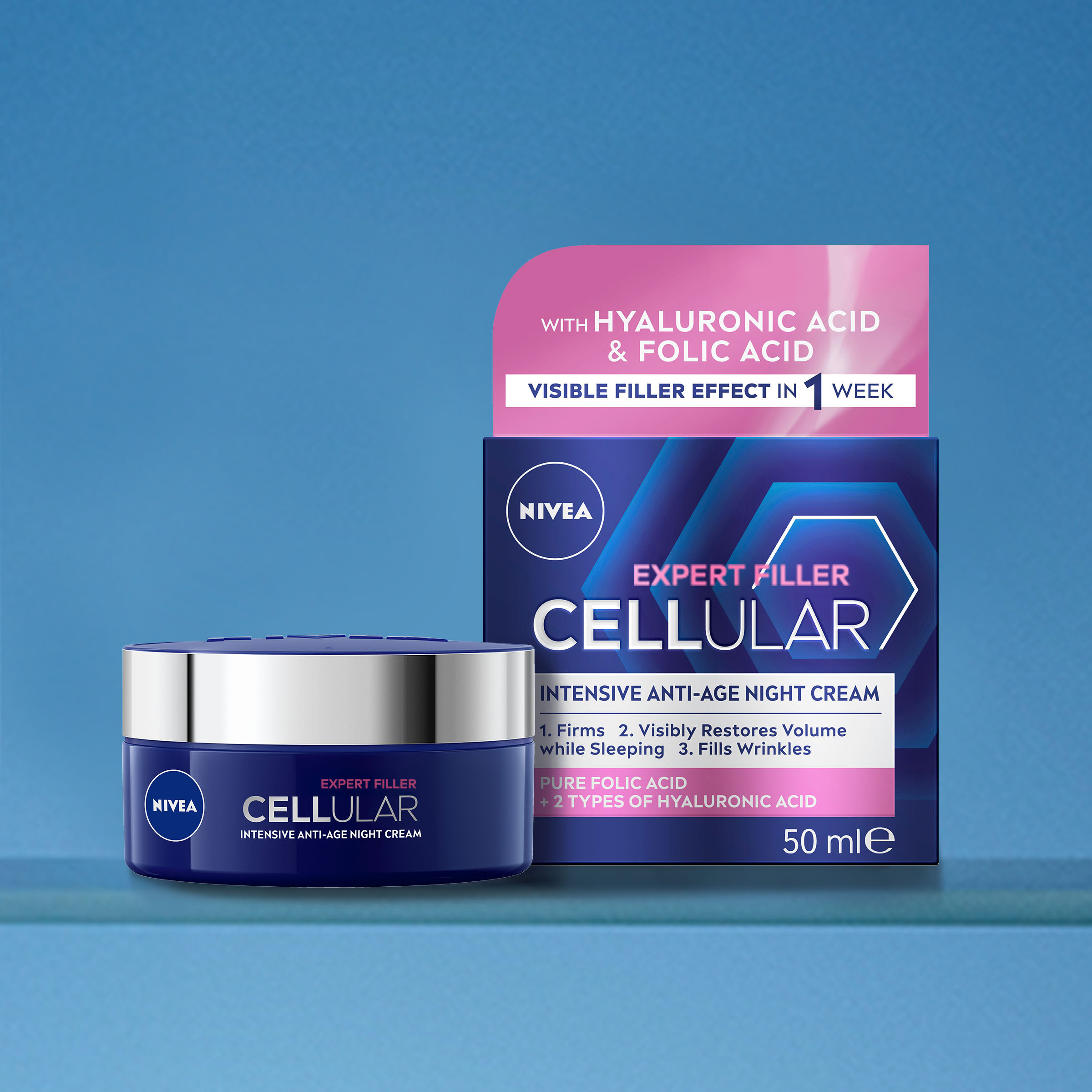 NIVEA CELLULAR EXPERT FILLER ANTI AGE NIGHT CREAM 50ML - Image 4