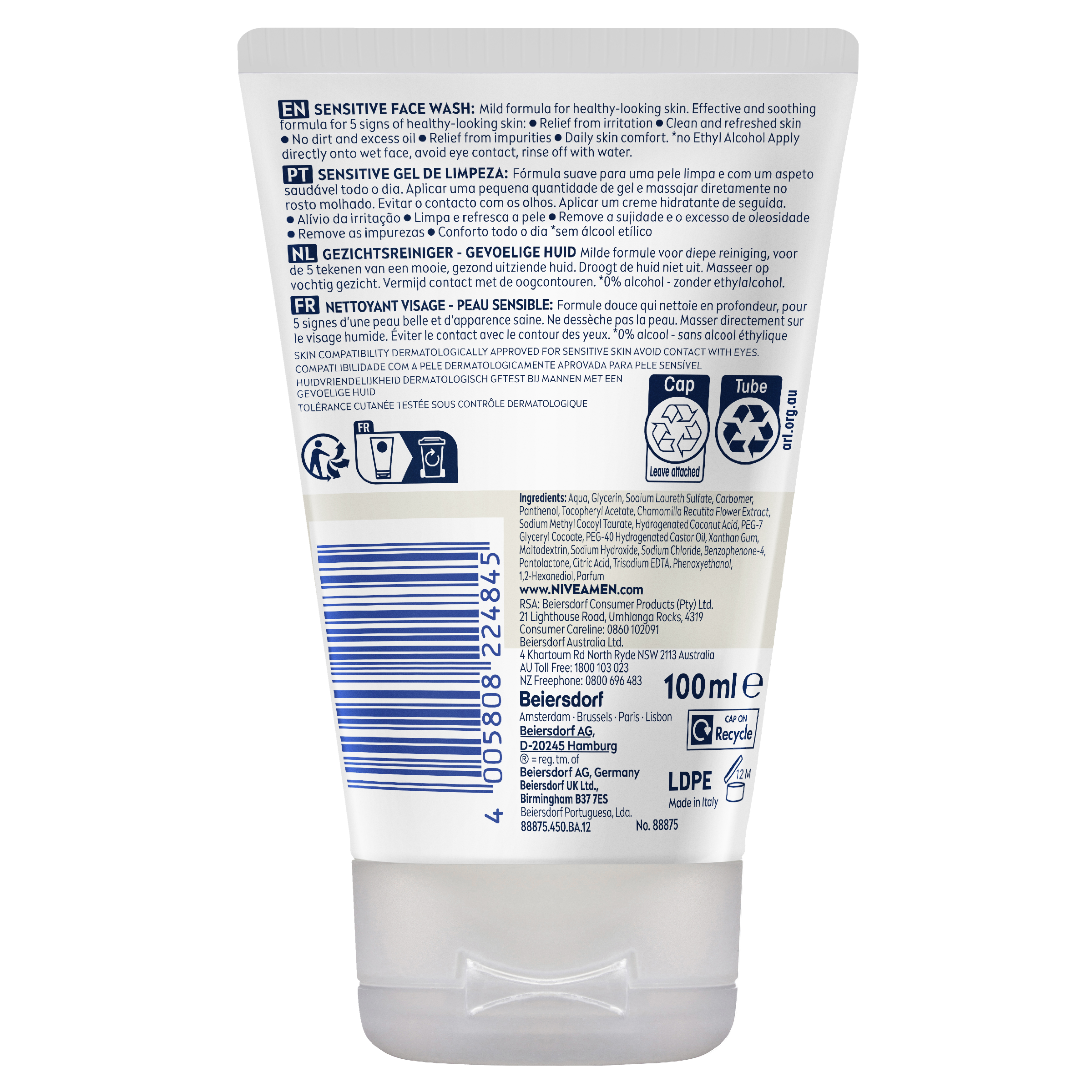 NIVEA MEN SENSITIVE FACE WASH 100ML - Image 2