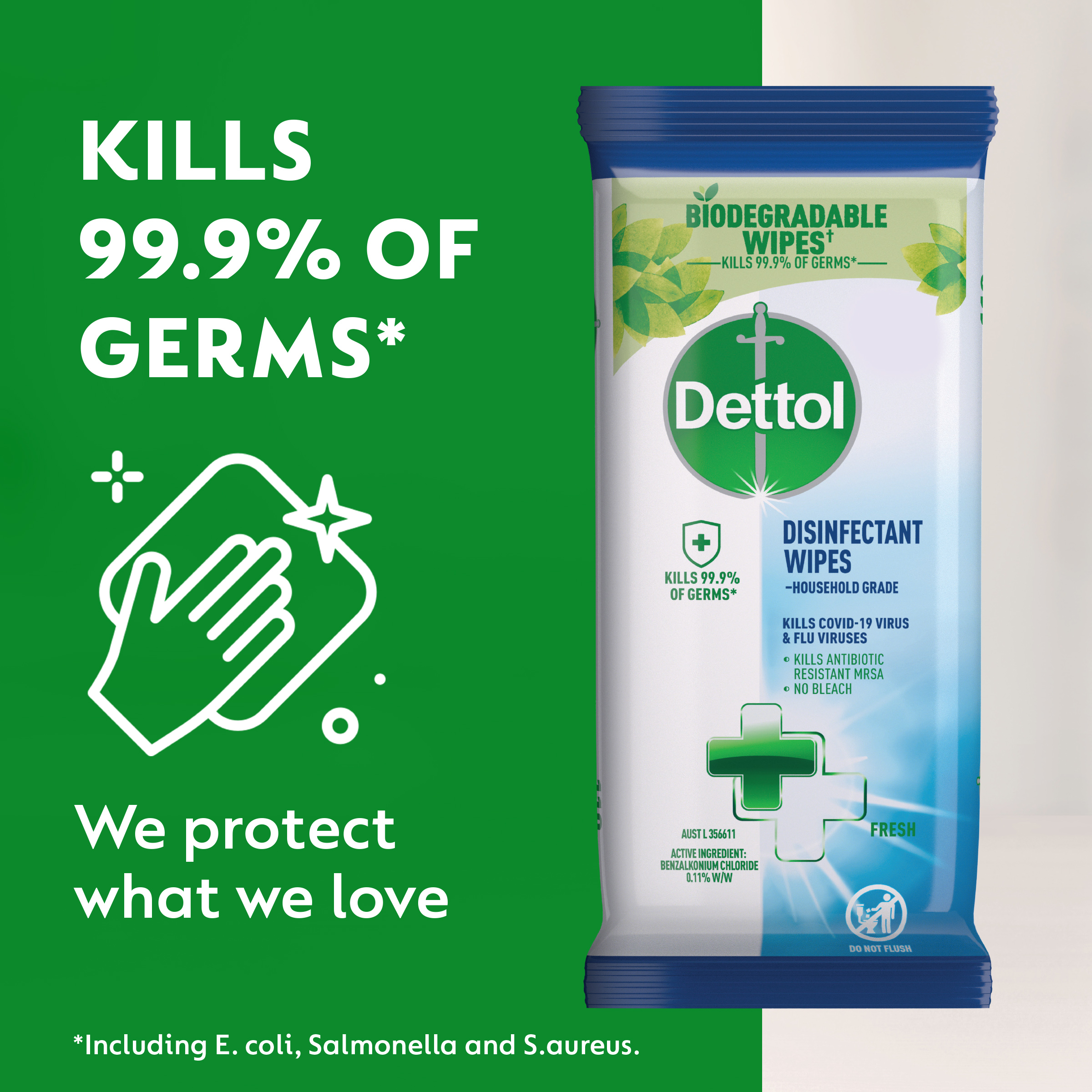 DETTOL ANTIBACTERIAL DISINFECTANT SURFACE CLEANING WIPES 110 PACK - Image 4