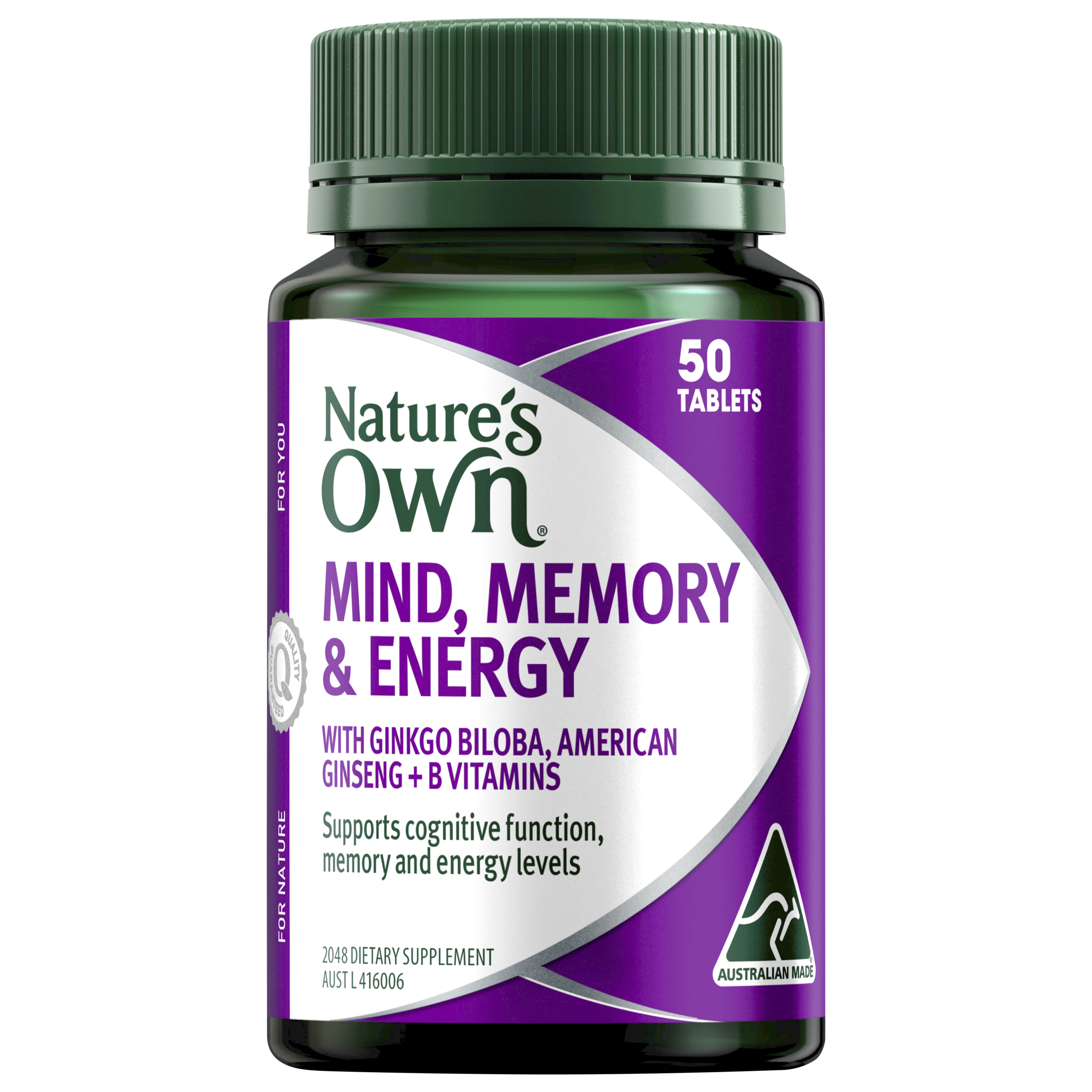 NATURES OWN MIND MEMORY & ENERGY 50 TABLETS