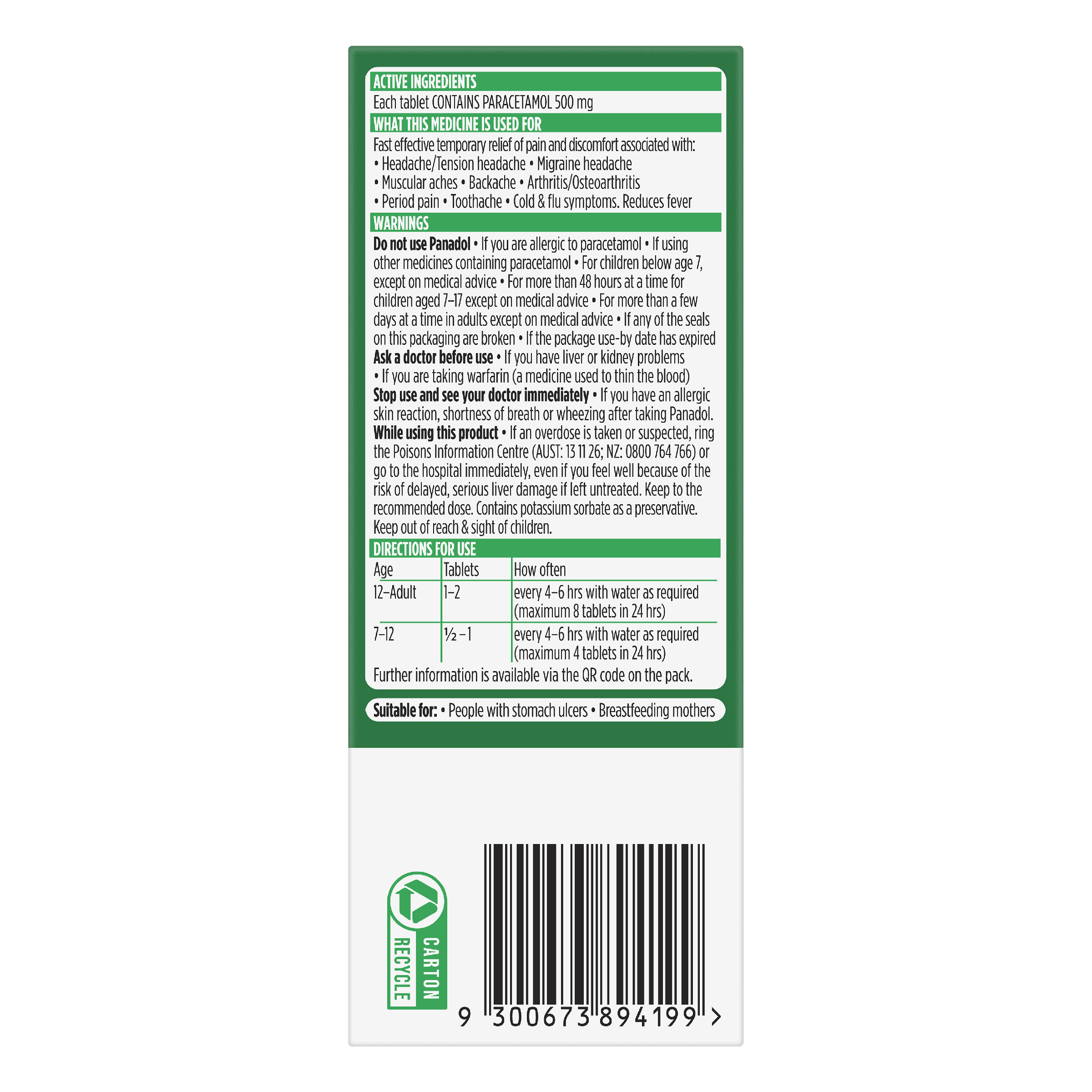 PANADOL 500MG 48 TABLETS - Image 4