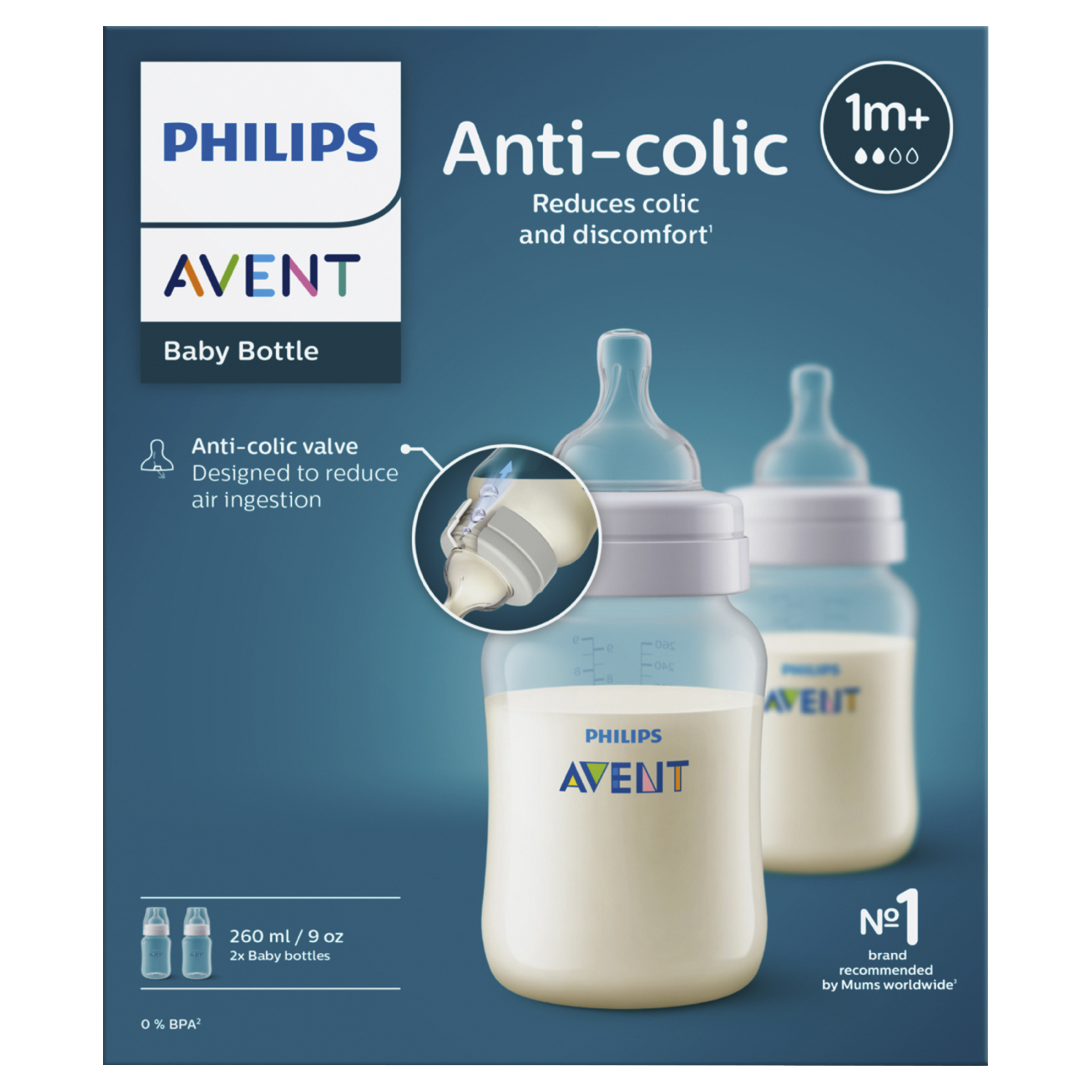 AVENT CLASSIC FEEDING BOTTLE ANTI COLIC 260ML 2 PACK