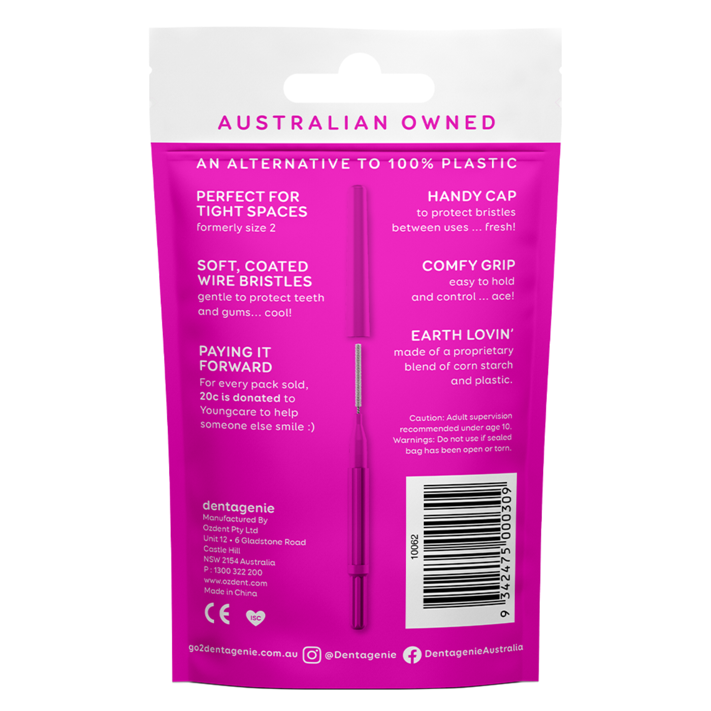 GO2 DENTAGENIE DENTAL BRUSHES SMALL/MEDIUM SIZE 2 PINK 12 PACK - Image 2