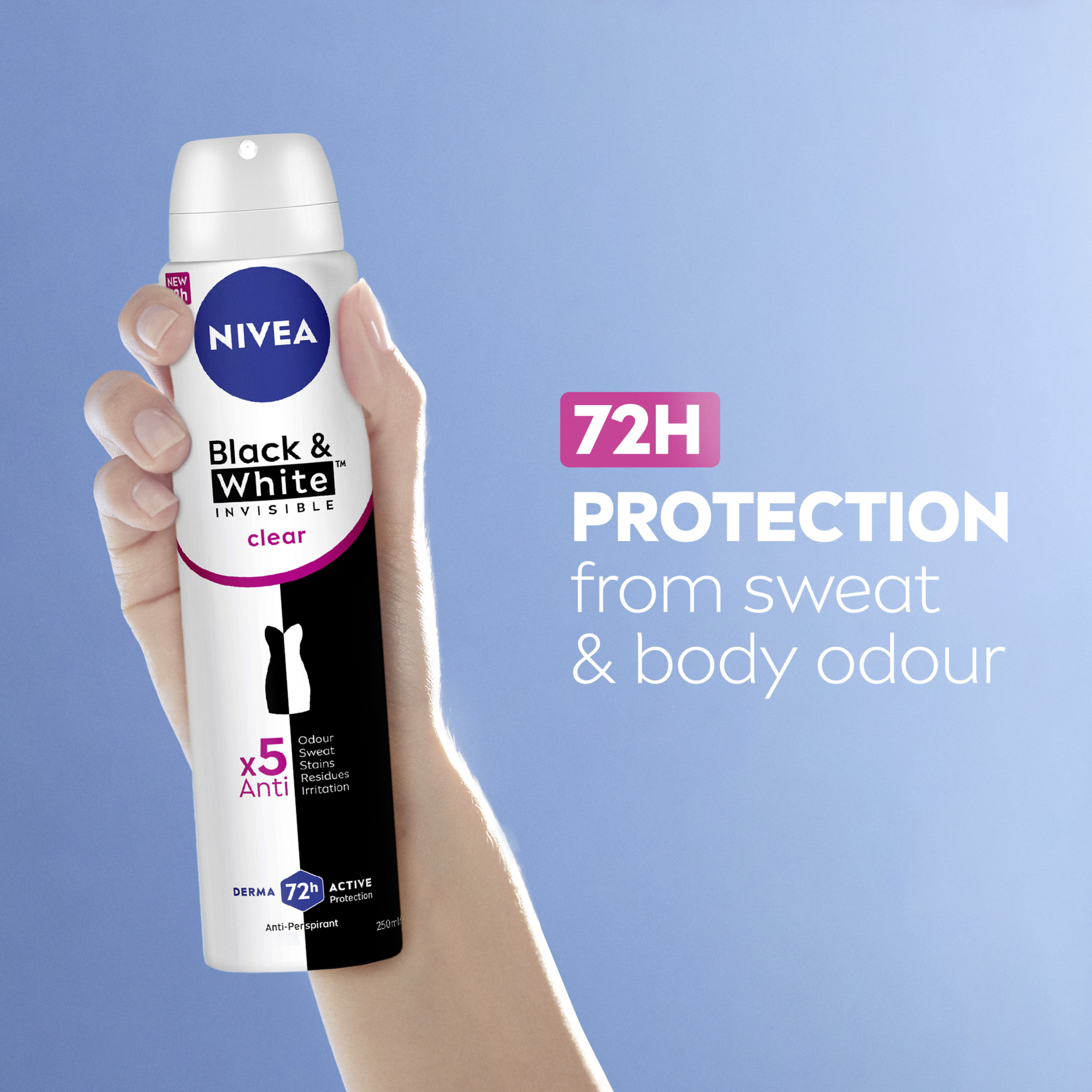 NIVEA WOMEN ANTIPERSPIRANT B&W INVISIBLE CLEAR 48H 250ML - Image 4