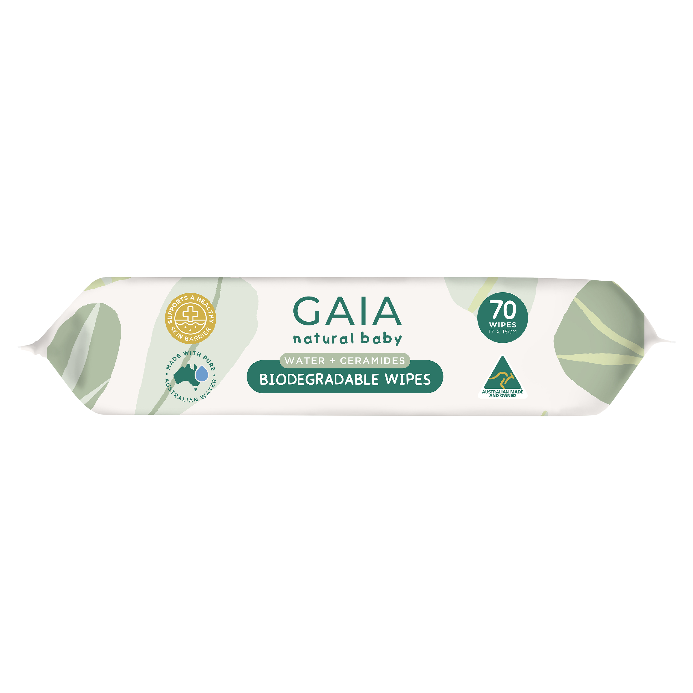 GAIA BABY WIPES NATURAL BIODEGRADABLE WATER + CERAMIDES 70 PACK - Image 4
