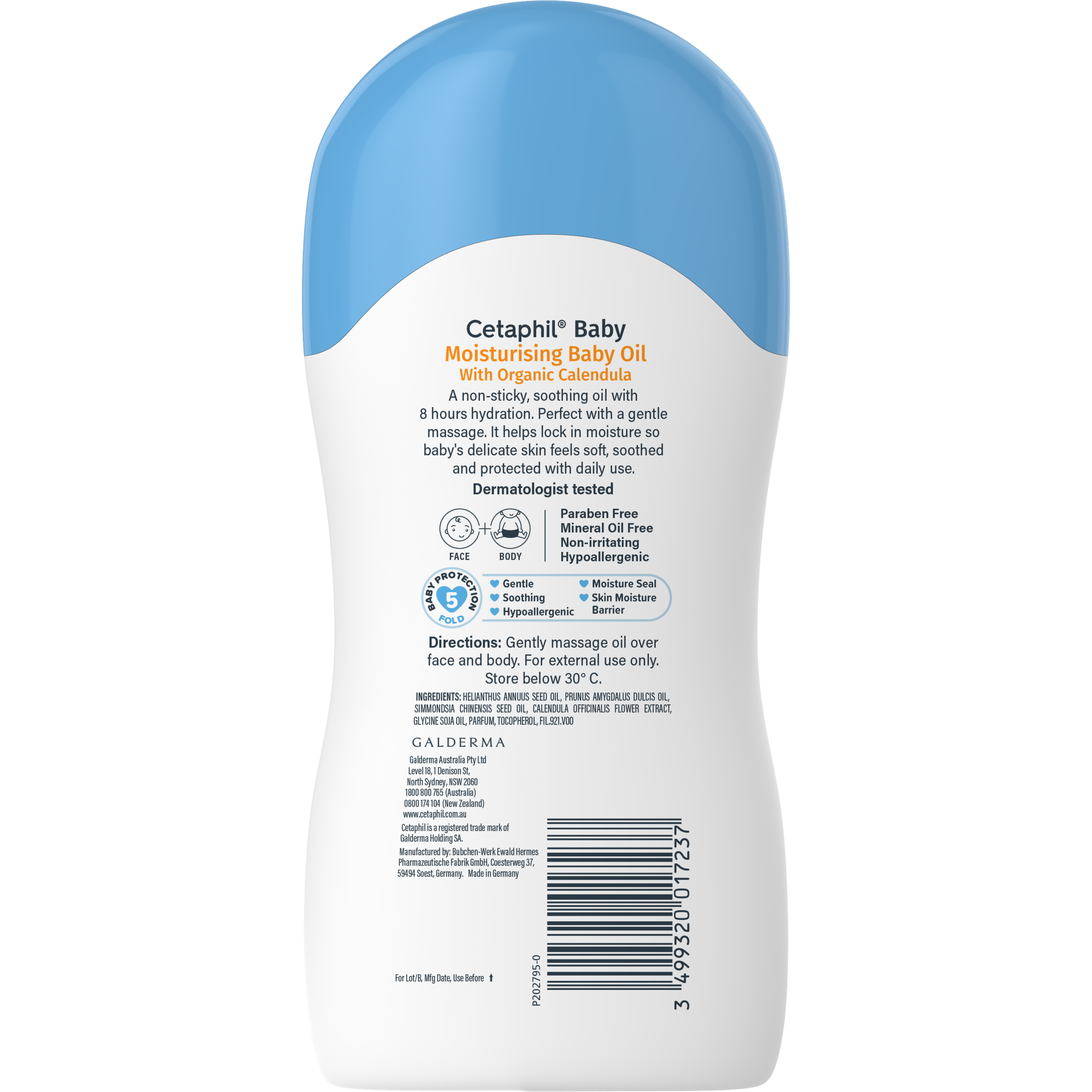 CETAPHIL BABY MOISTURISING BABY OIL ORGANIC CALENDULA 200ML - Image 2