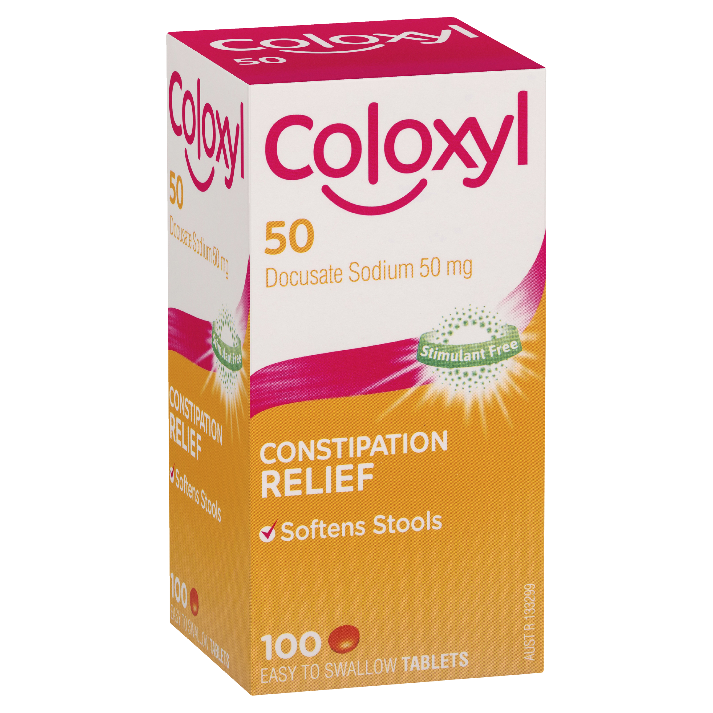 COLOXYL CONSTIPATION RELIEF 50MG 100 TABLETS