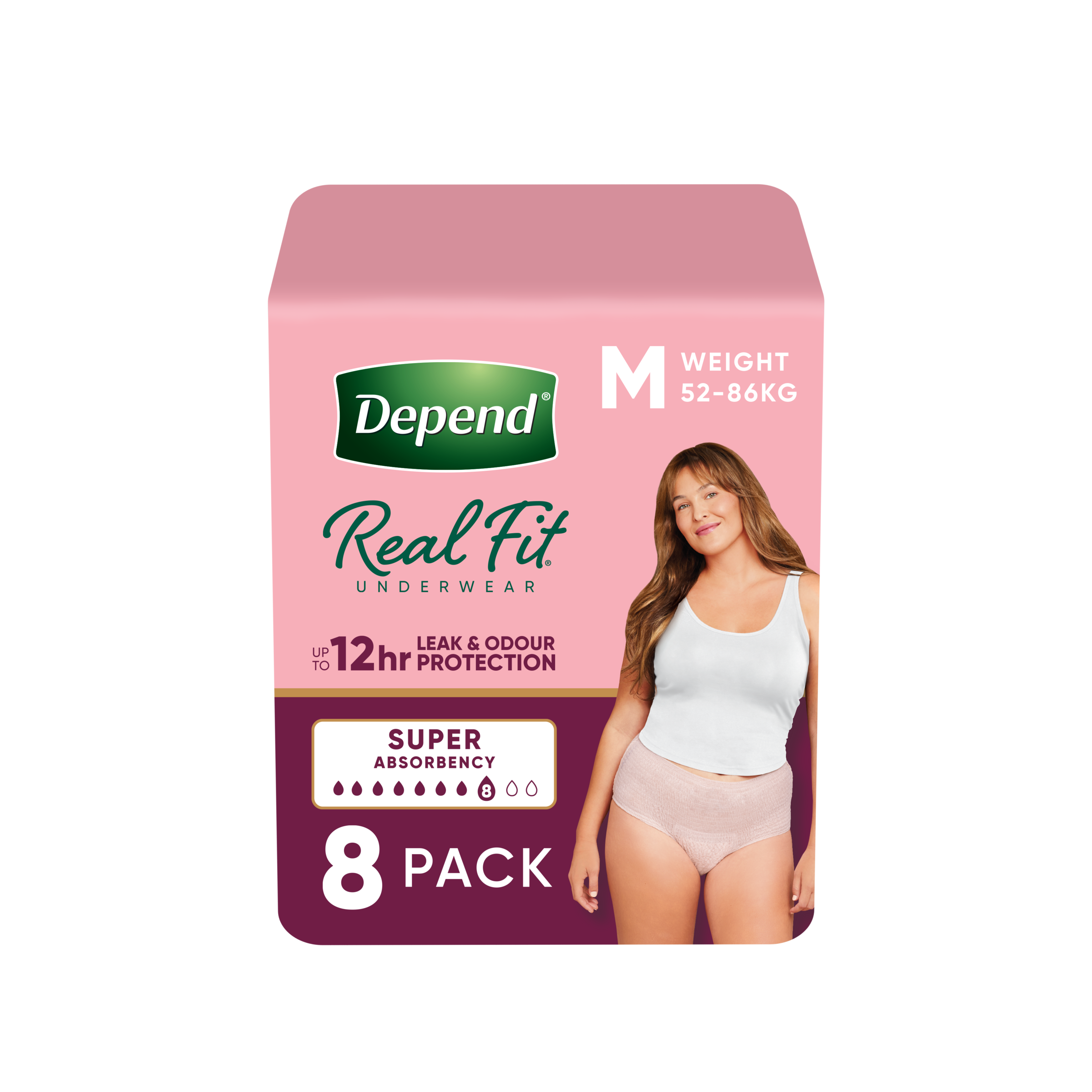 DEPEND WOMEN REAL FIT UNDERWEAR SUPER 8D MEDIUM 8 PACK - Image 11