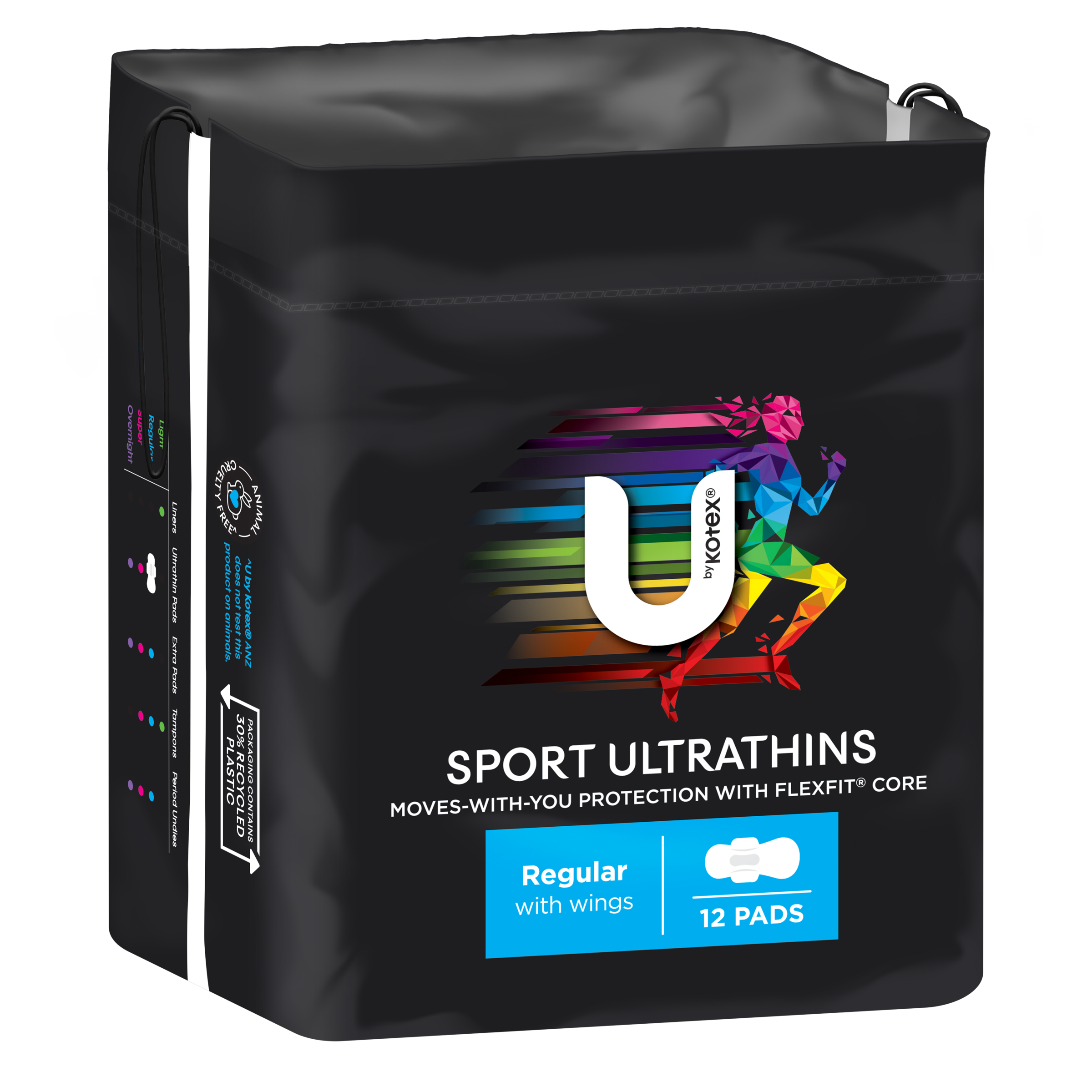 U BY KOTEX PADS SPORT ULTRATHIN REGULAR WINGS 12 PACK