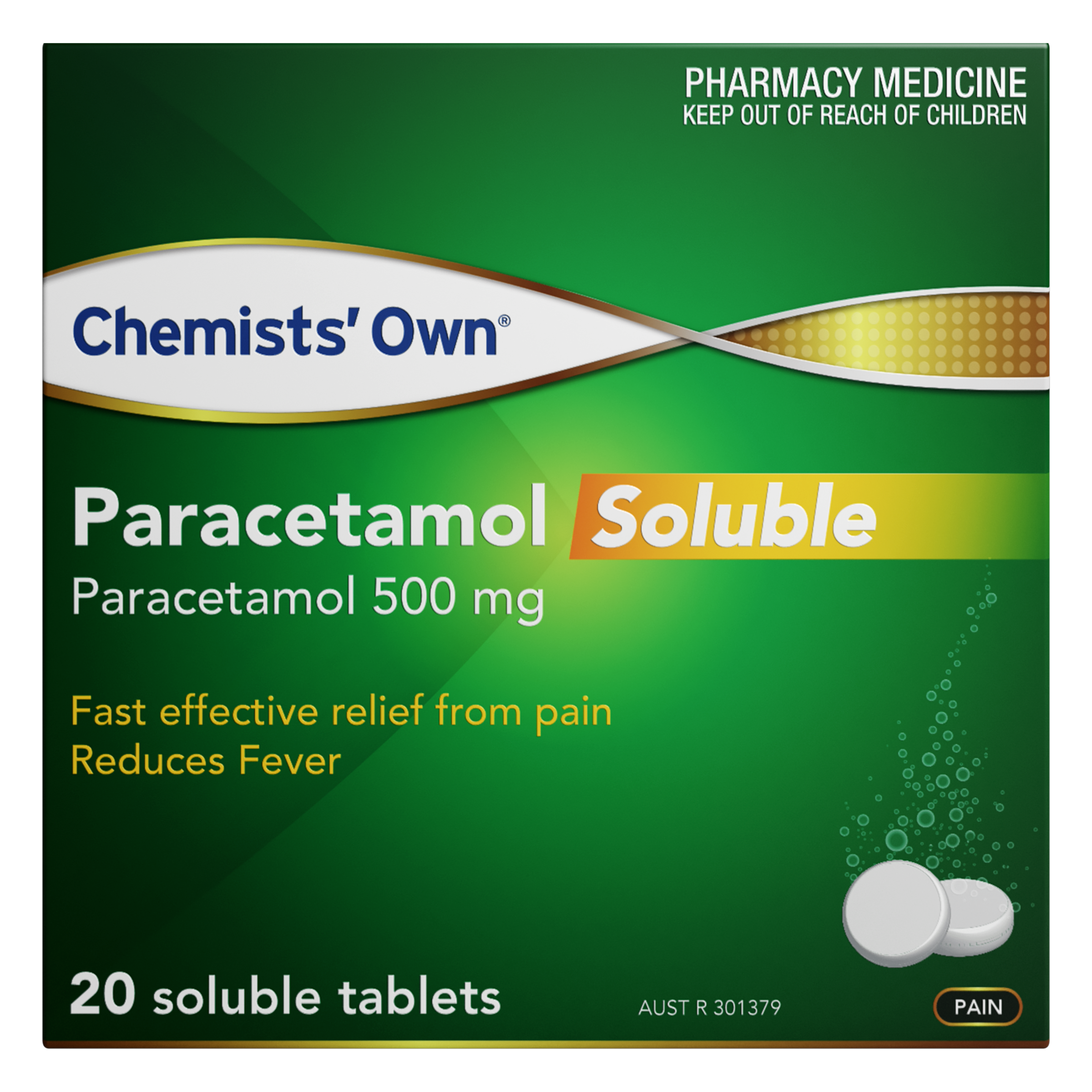 CHEMISTS OWN PARACETAMOL 500MG SOLUBLE  20 TABLETS - Image 2