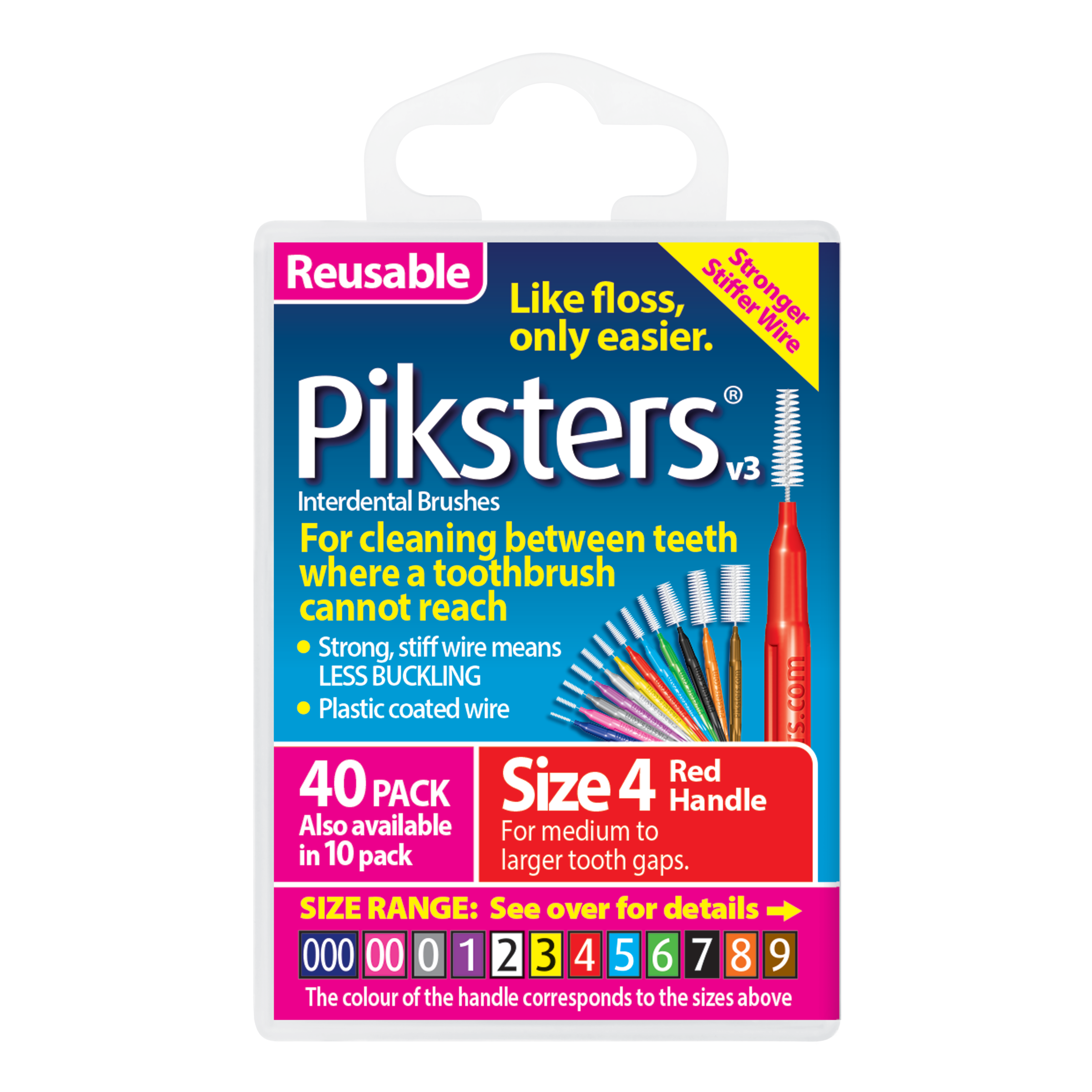 PIKSTERS INTERDENTAL BRUSH SIZE 4 RED 40 PACK - Image 2