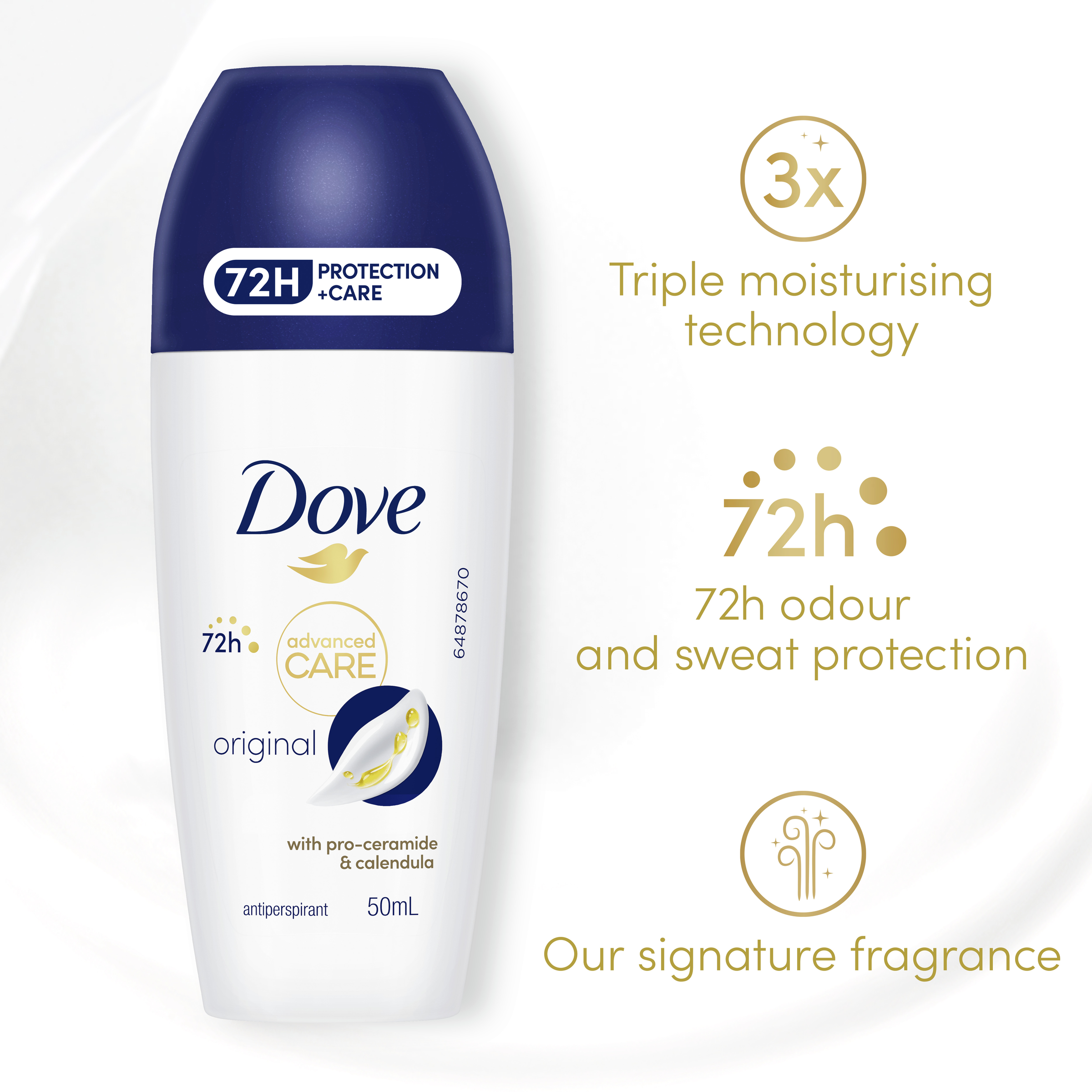 DOVE WOMEN ANTIPERSPIRANT ADVANCED ORIGINAL ROLL ON 50ML - Image 6