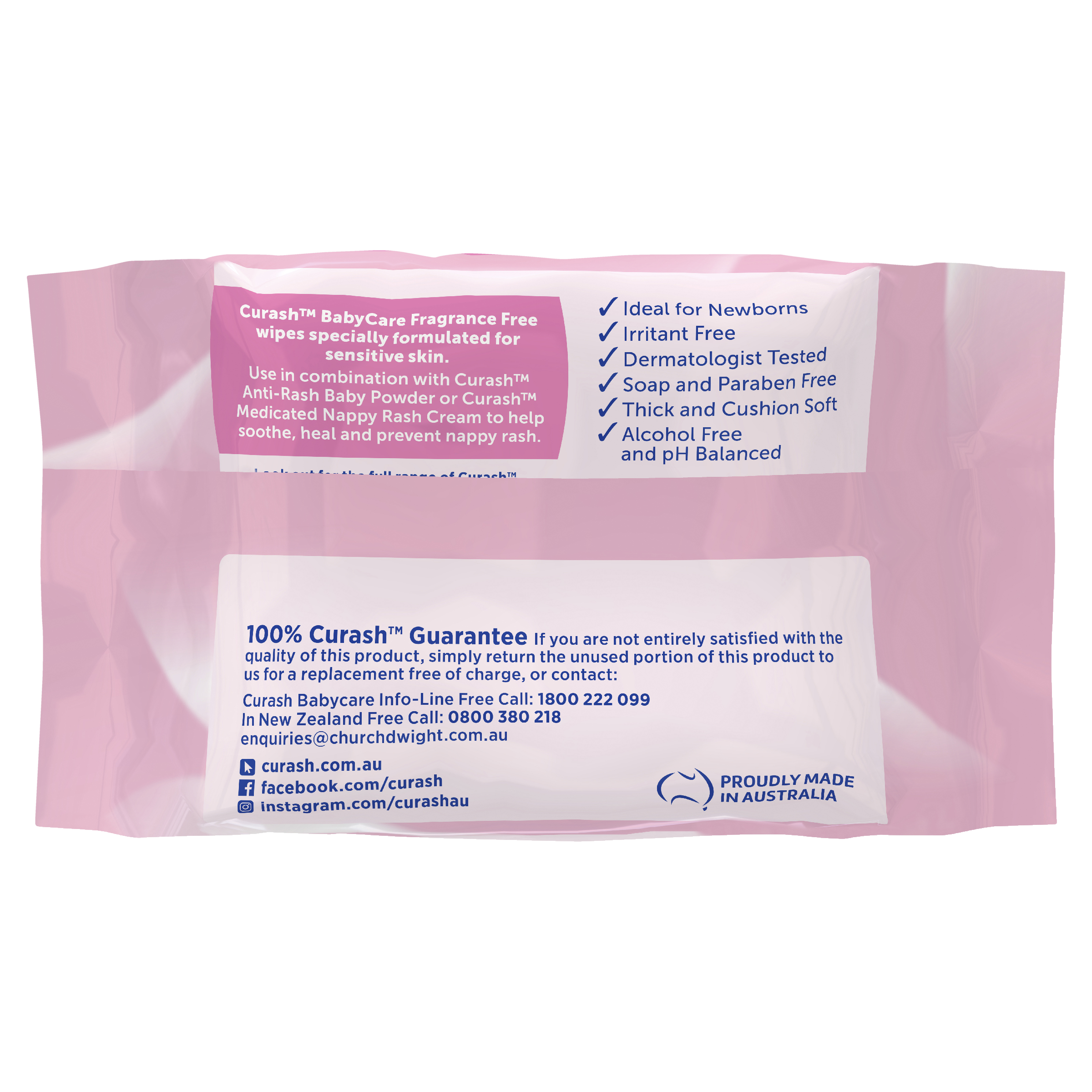 CURASH BABYCARE WIPES FRAGRANCE FREE 20 PACK - Image 2