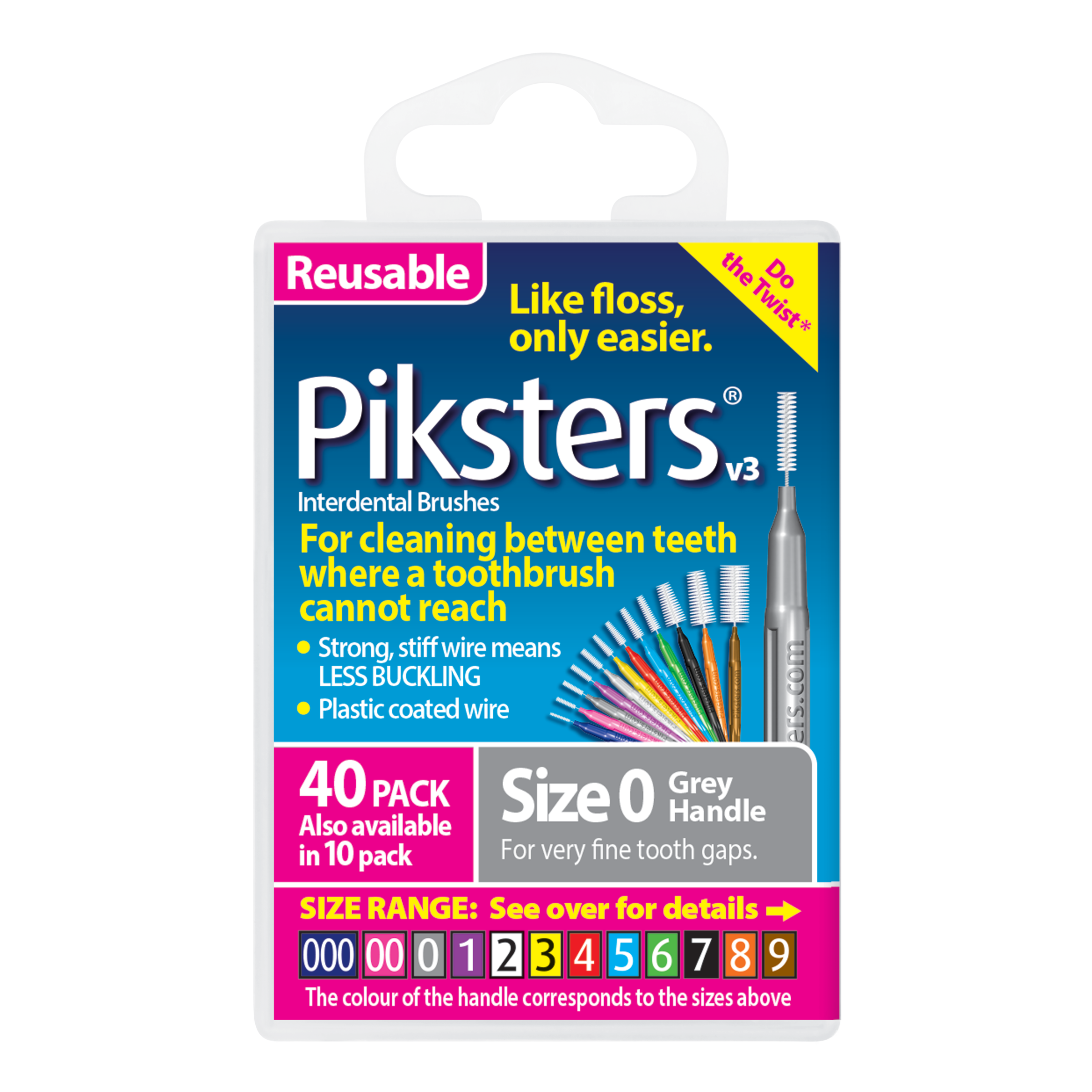 PIKSTERS INTERDENTAL BRUSH SIZE 0 GREY 40 PACK - Image 2