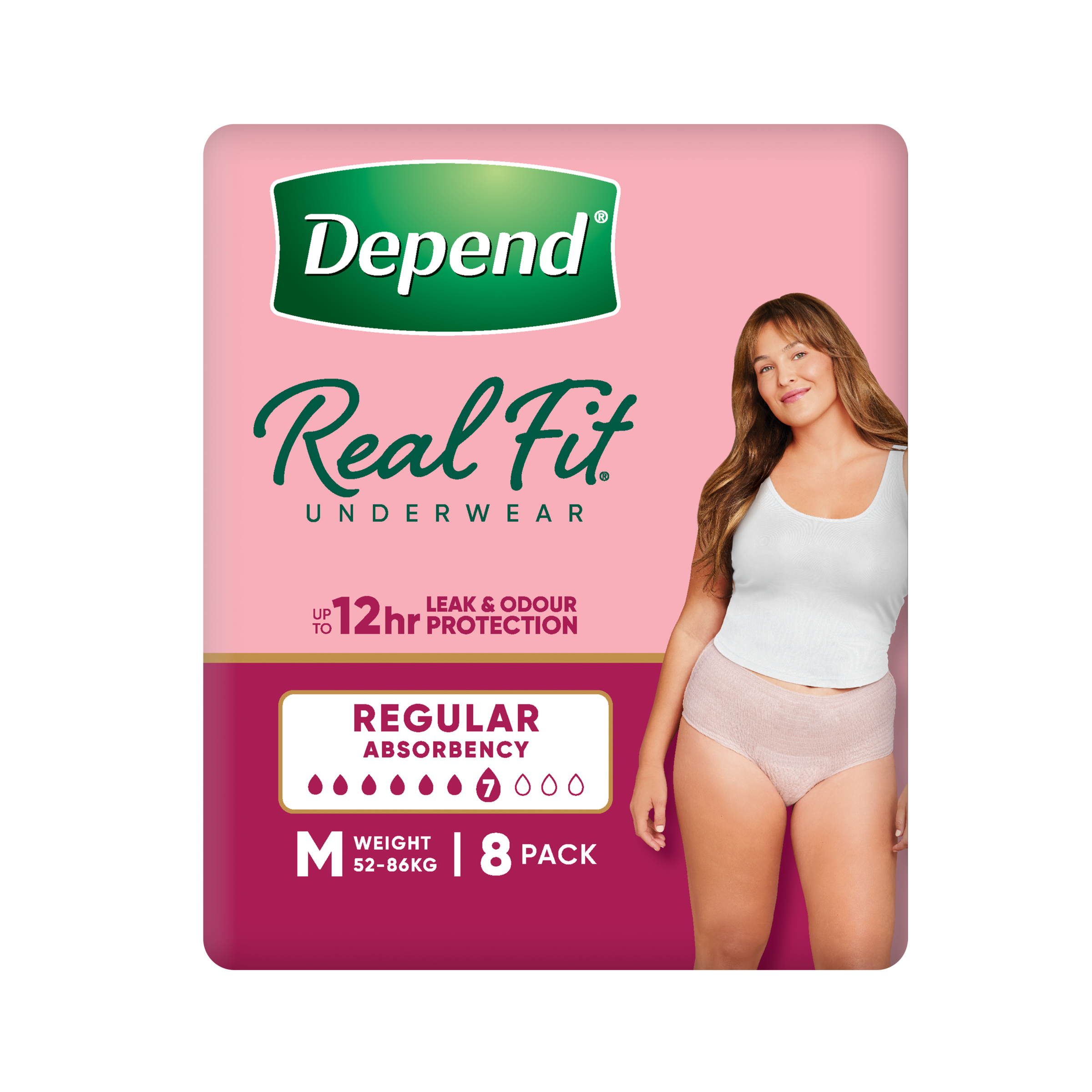 DEPEND WOMEN REAL FIT UNDERWEAR REGULAR 7D MEDIUM 8 PACK - Image 2