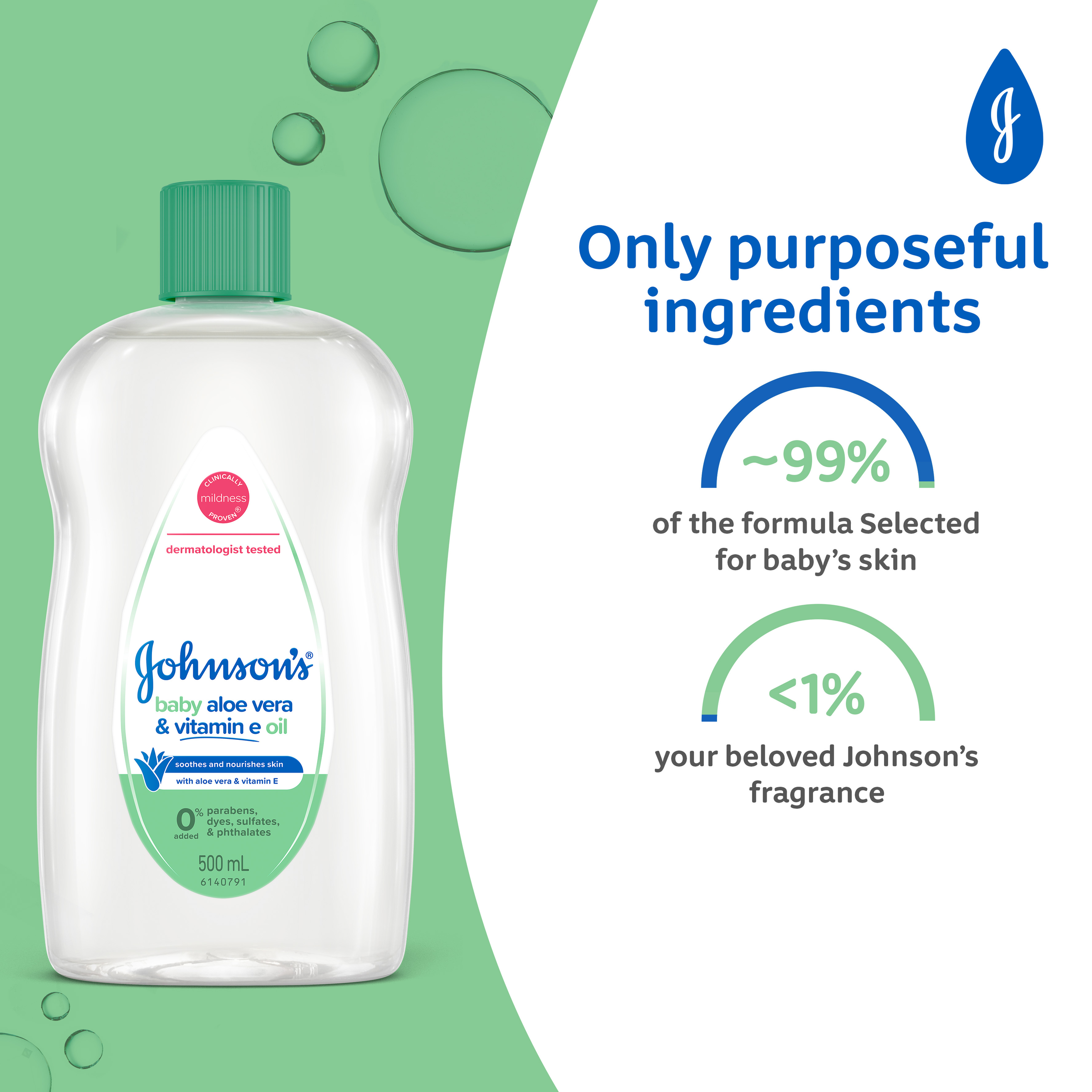 J&J BABY OIL ALOE VERA & VITAMIN E 500ML - Image 6
