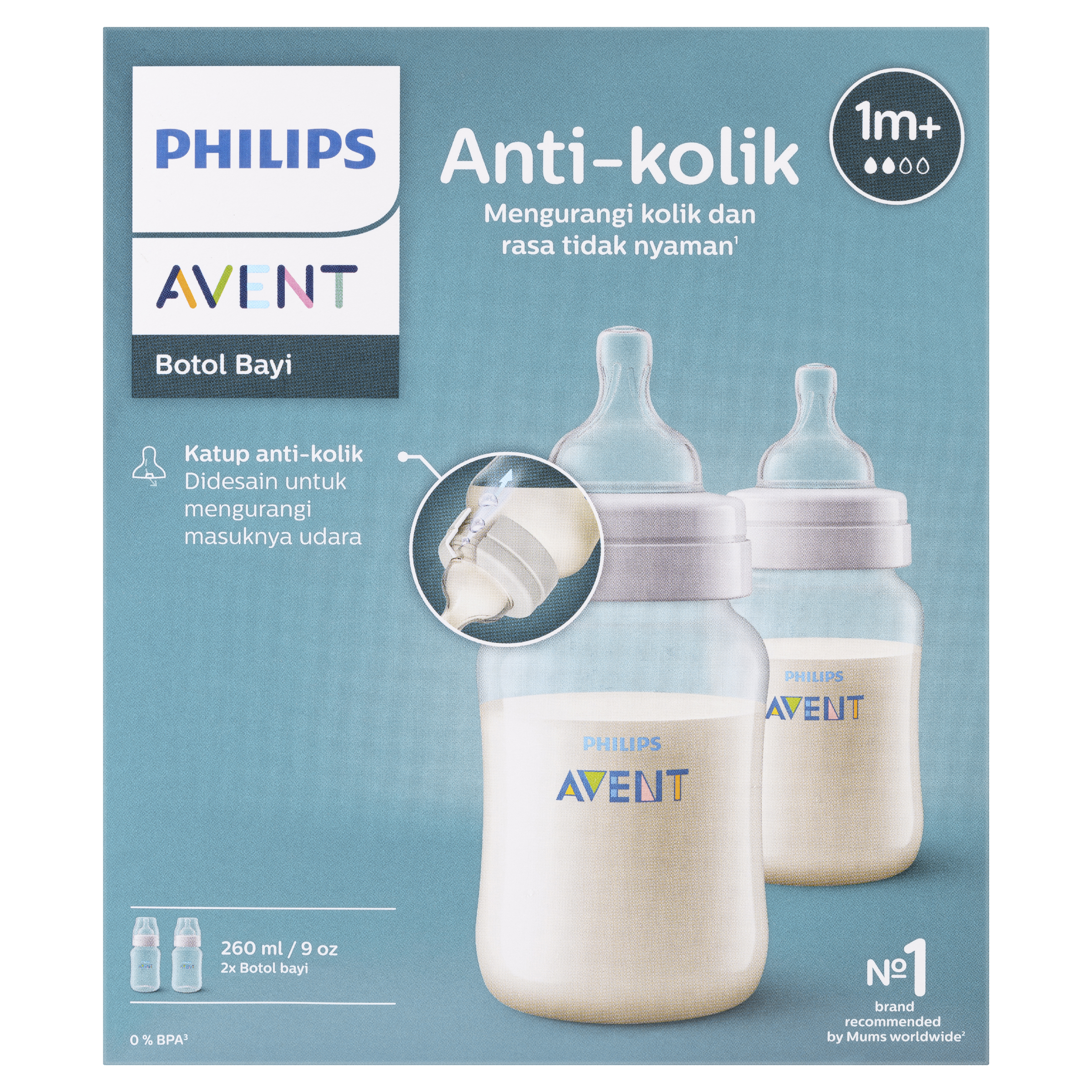 AVENT CLASSIC FEEDING BOTTLE ANTI COLIC 260ML 2 PACK - Image 2