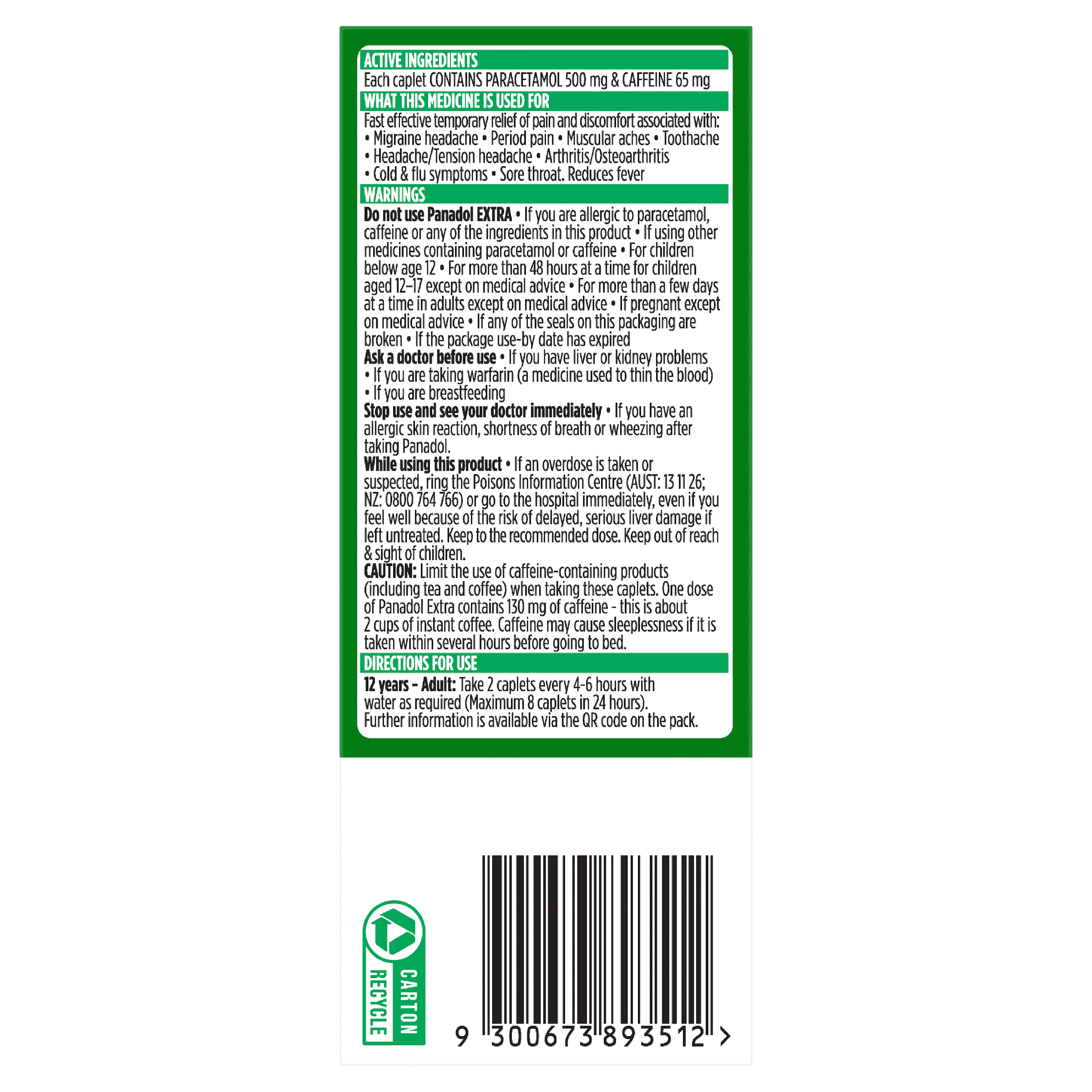 PANADOL EXTRA WITH OPTIZORB 48 CAPLETS - Image 4